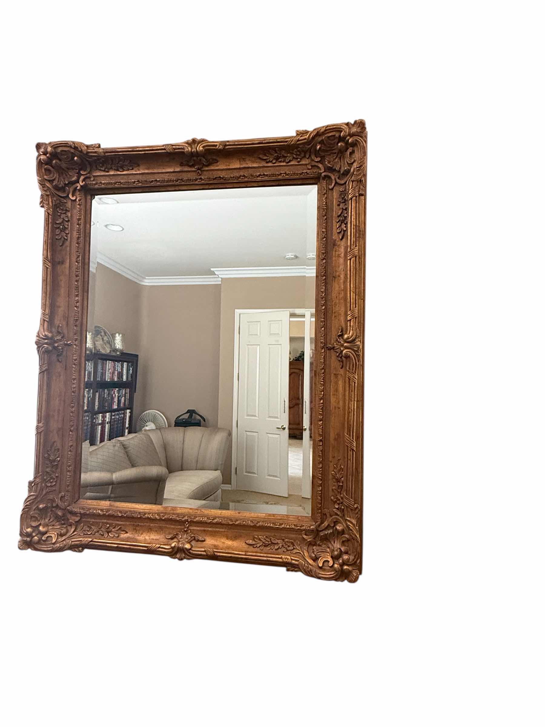 Photo 1 of HEAVY ORNATE GOLD FRAMED WALL MIRROR 49” x 62”