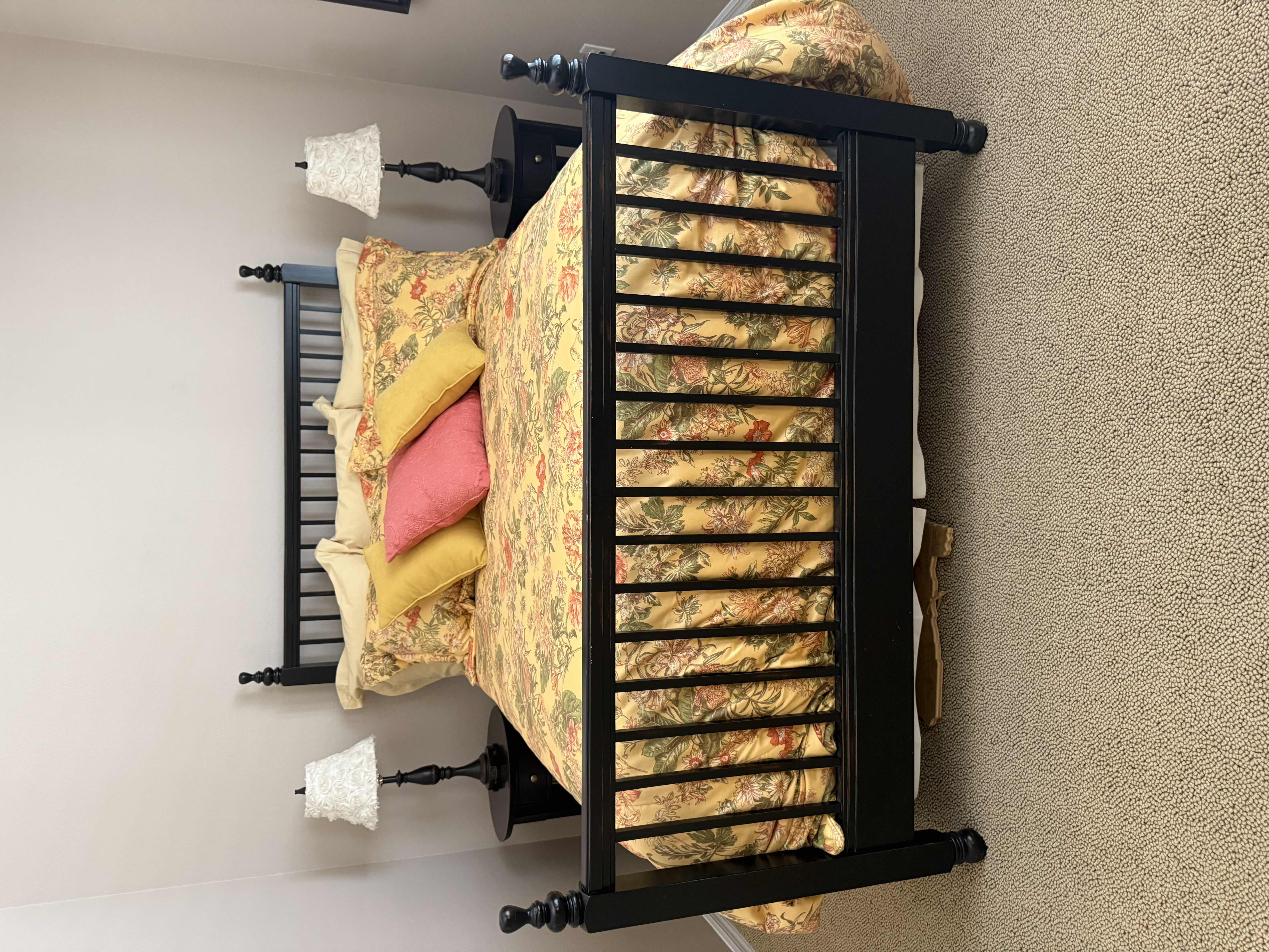 Photo 1 of BLACK WOOD SPINDLE QUEEN BED FRAME (MATTRESS NOT INCLUDED) BEDDING SOLD SEPARATELY
