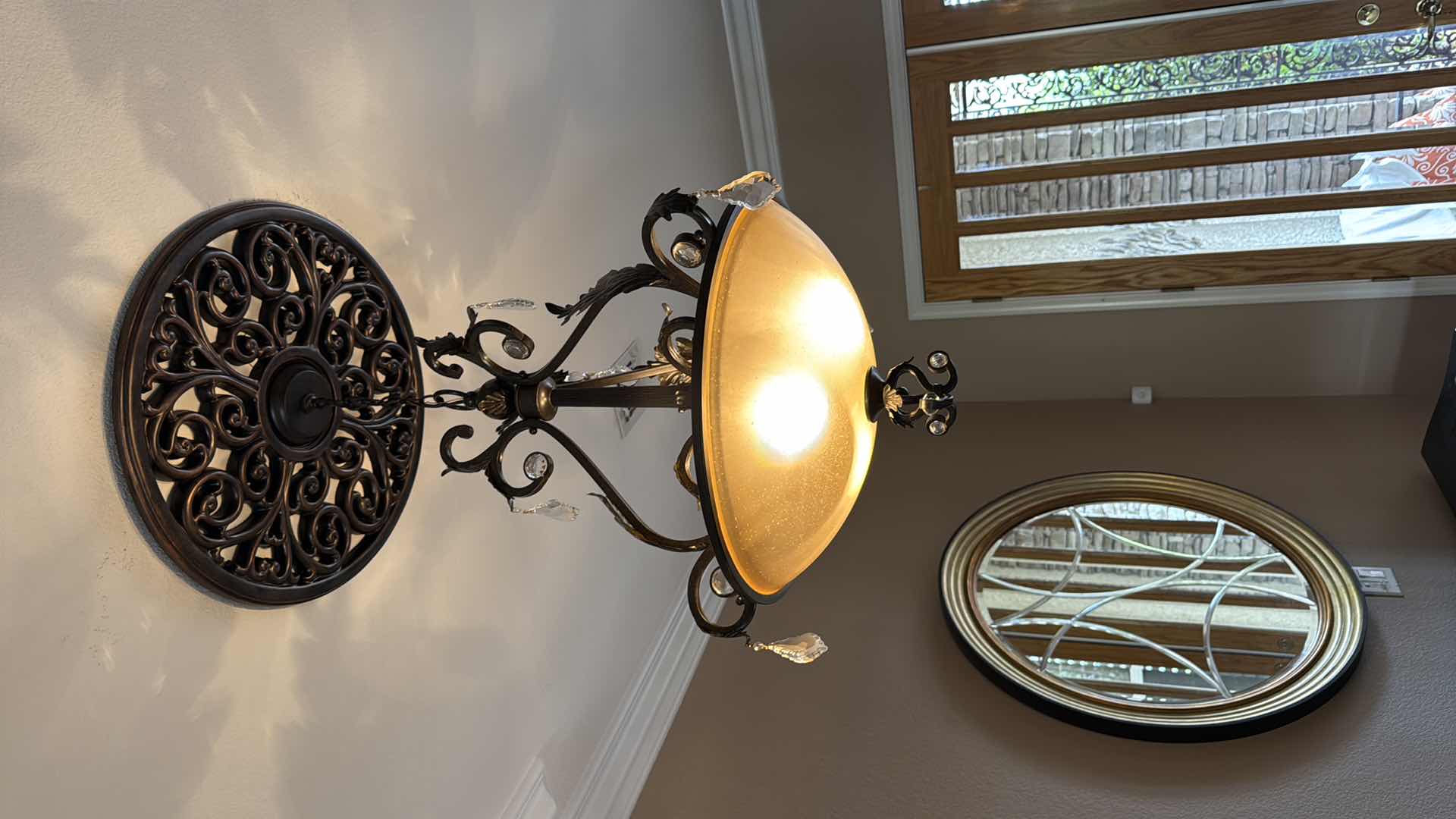 Photo 1 of 20” ROUND ANTIQUE COPPER PENDANT CHANDELIER LIGHT