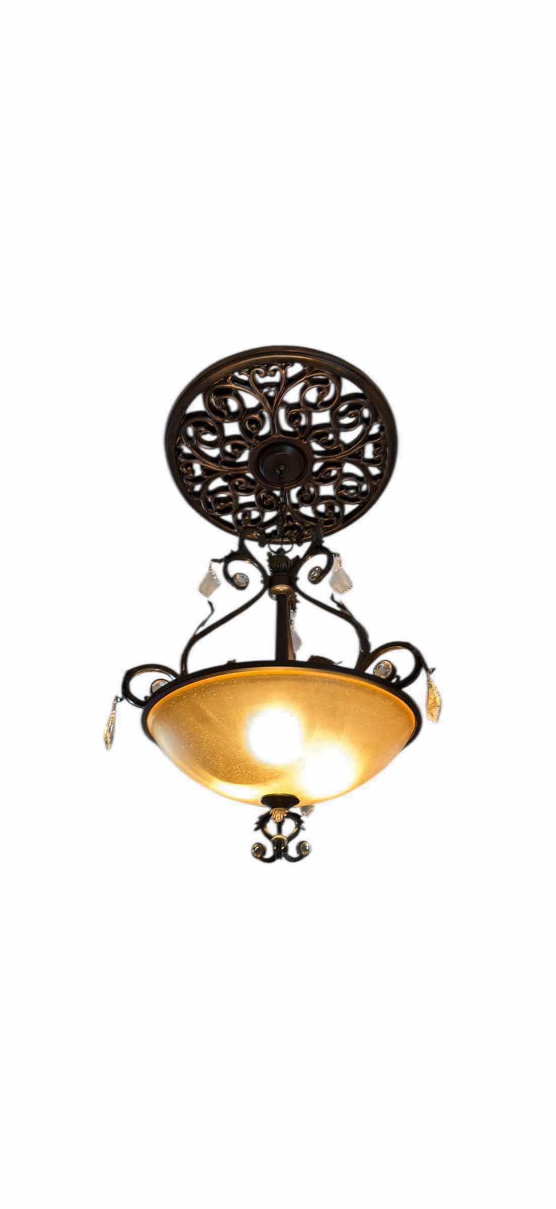 Photo 1 of 20” ROUND ANTIQUE COPPER PENDANT CHANDELIER LIGHT