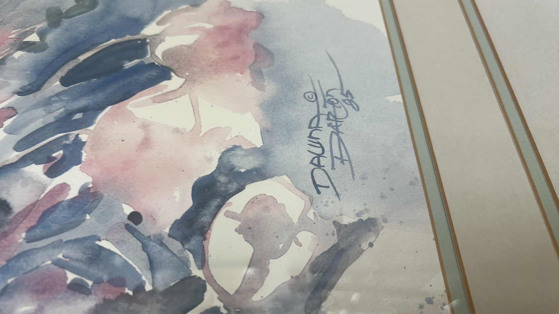 Photo 1 of HIGH GLOSS WHITE WOOD FRAMED, PASTEL FLORAL, DAWNA BARTON "SUE'S BOUQUET" WATERCOLOR SIGNED ARTWORK 31“ x H25“