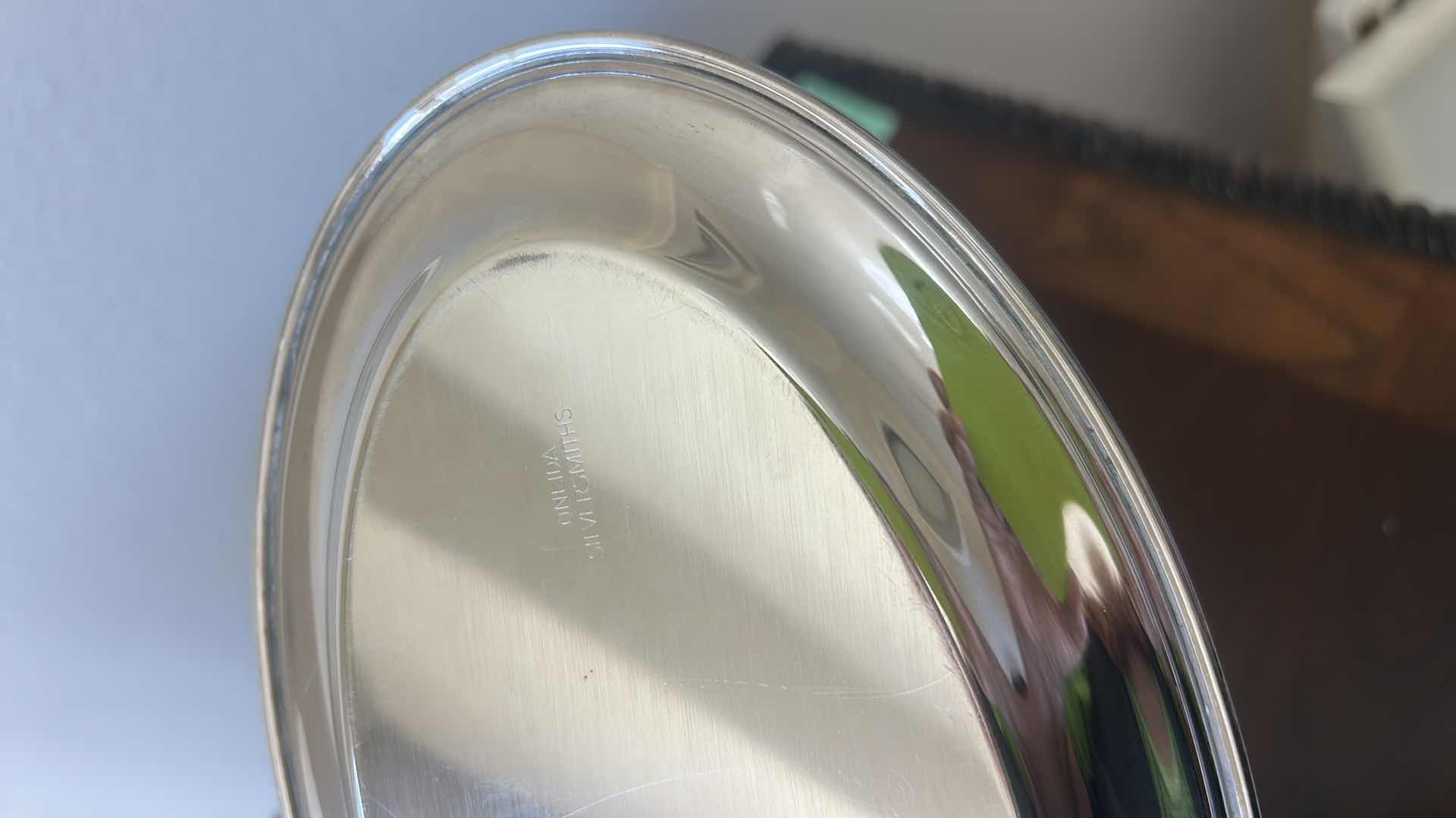 Photo 1 of ONEIDA SILVERSMITHS TRAY AND PORCELAIN LIMOGES FRANCE CREAM AND SUGAR SET