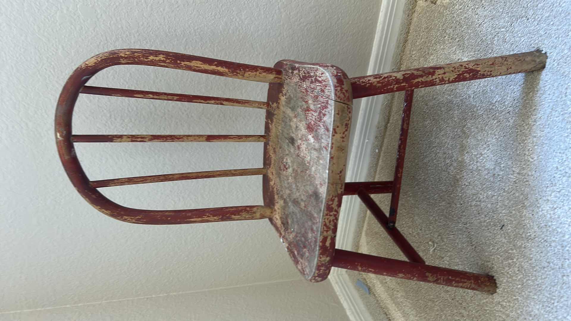 Photo 1 of ANTIQUE WOOD TODDLERS CHAIR. SEAT HEIGHT 10”