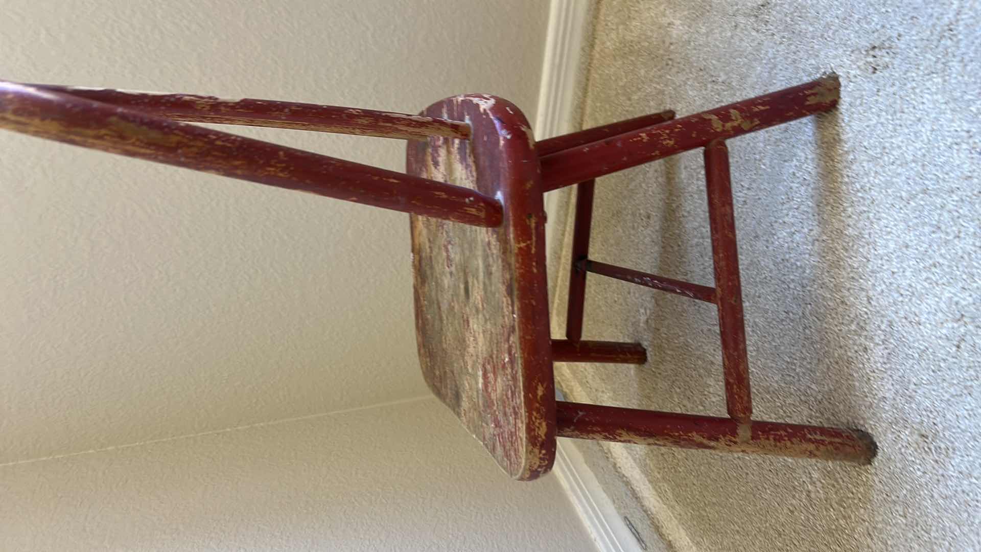 Photo 1 of ANTIQUE WOOD TODDLERS CHAIR. SEAT HEIGHT 10”