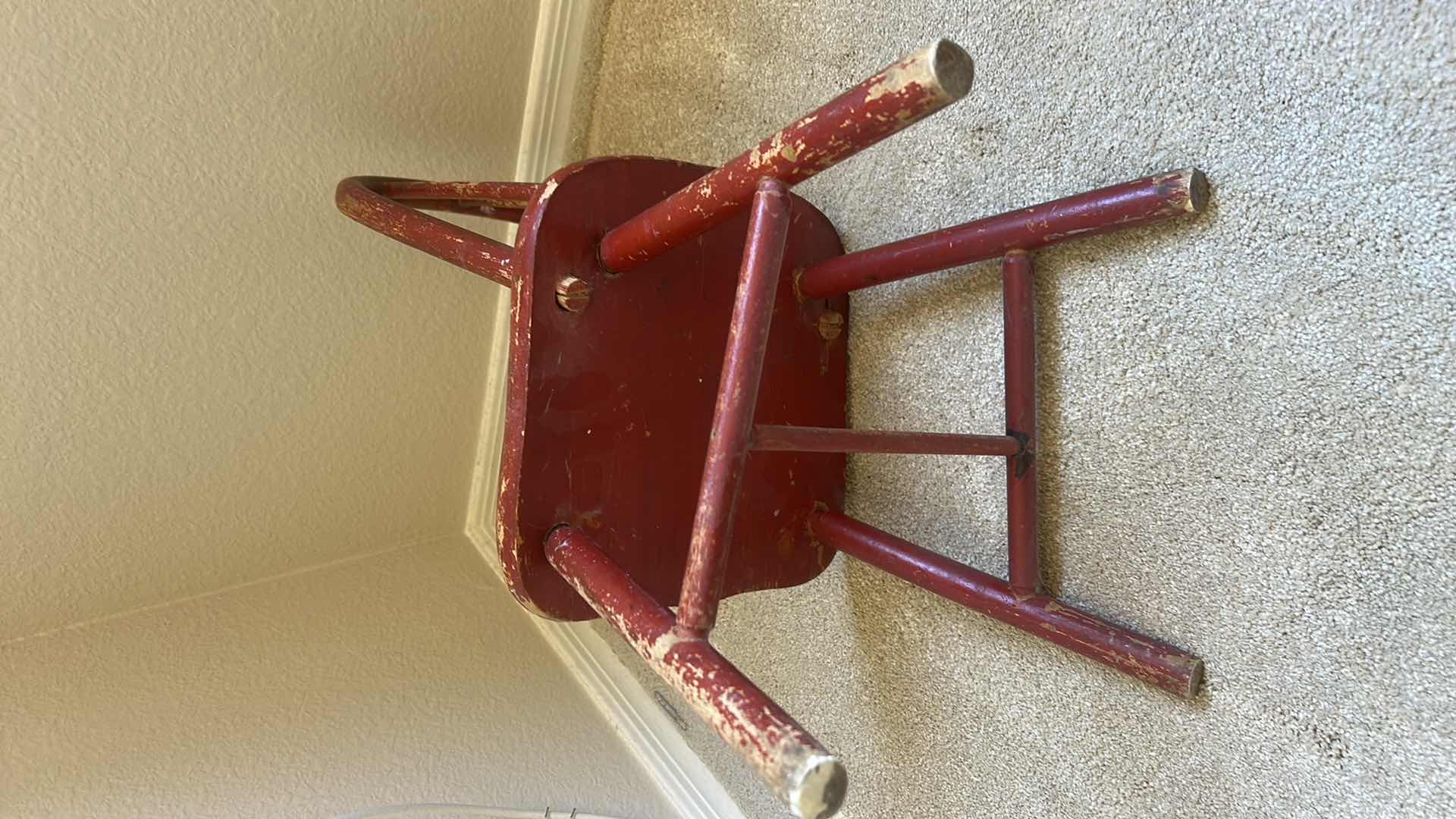 Photo 1 of ANTIQUE WOOD TODDLERS CHAIR. SEAT HEIGHT 10”