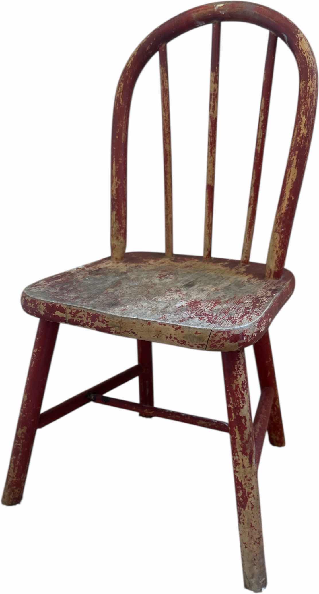 Photo 1 of ANTIQUE WOOD TODDLERS CHAIR. SEAT HEIGHT 10”