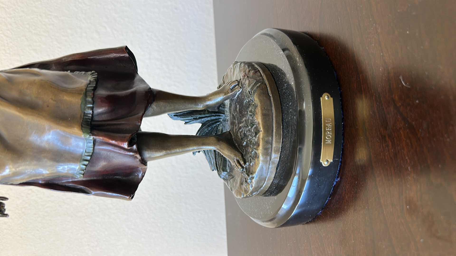 Photo 1 of BRONZE SCULPTURE “MOREAU” (1869-1943)  H18” FEMALE FIGURAL 
VALUED $ 500- $1000