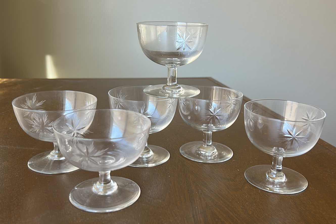 Photo 1 of 6 VINTAGE FOSTORIA STARBURST SHERBET GLASSES
