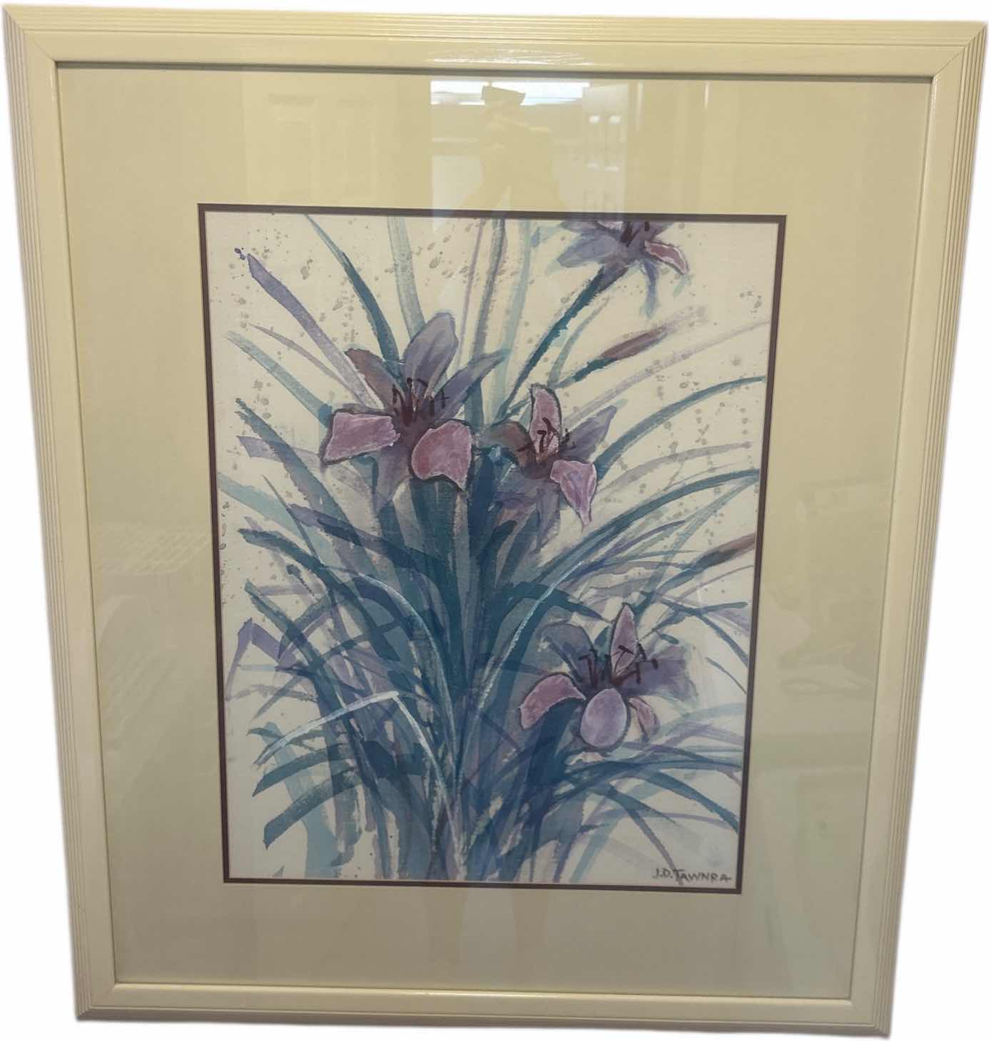 Photo 1 of FRAMED SIGNED PAINT ON CANVAS FLOWER ARTWORK BY J.D. TAWNRA 33 1/2“ x H39“