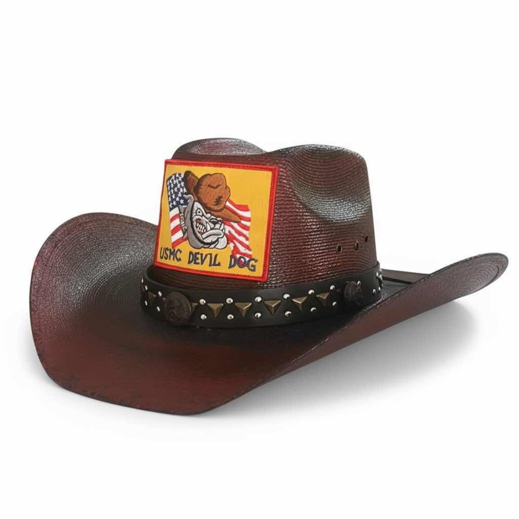 Photo 1 of HAND PAINTED CUSTOM STETSON USMC DEVIL DOG SIZE 7 1/8”