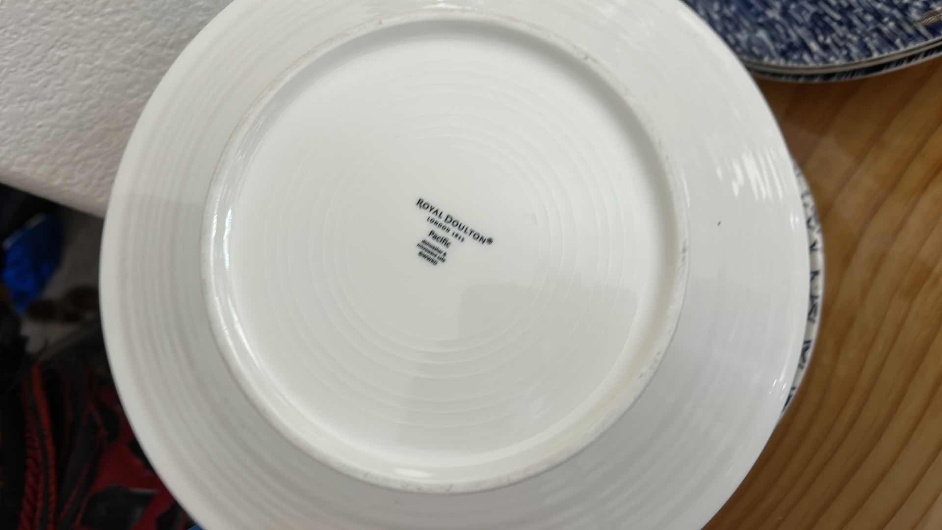 Photo 1 of 13 ROYAL DOULTON BLUE AND WHITE PLATES AND COFFEE MUGS