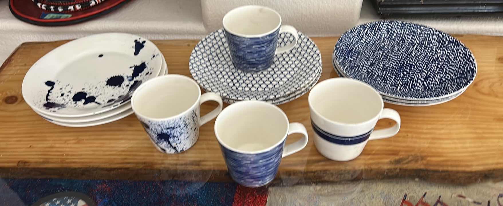 Photo 1 of 13 ROYAL DOULTON BLUE AND WHITE PLATES AND COFFEE MUGS