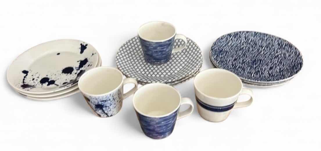 Photo 1 of 13 ROYAL DOULTON BLUE AND WHITE PLATES AND COFFEE MUGS