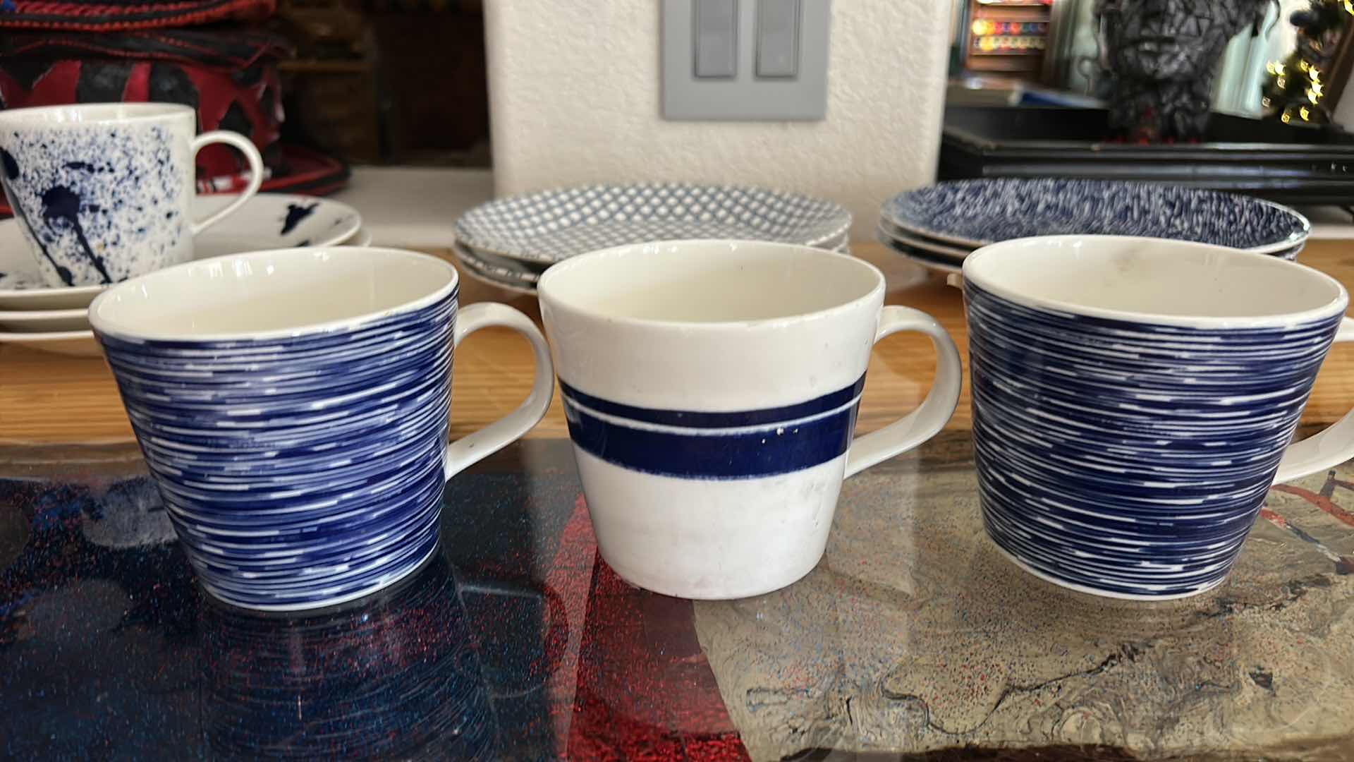 Photo 1 of 13 ROYAL DOULTON BLUE AND WHITE PLATES AND COFFEE MUGS