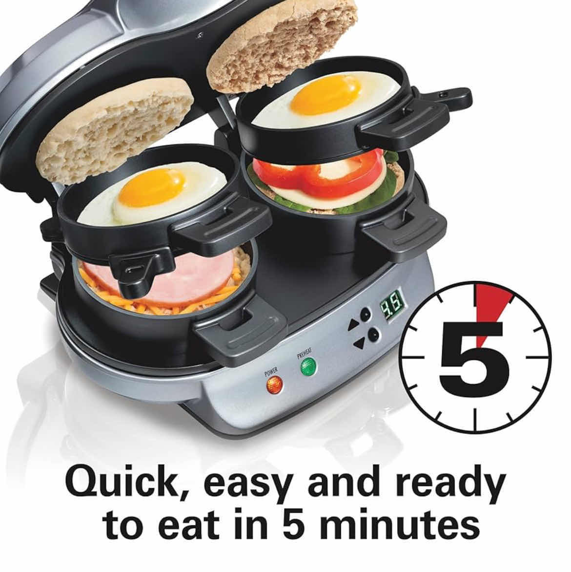 Photo 1 of HAMILTON BEACH DUAL BREAKFAST SANDWICH MAKER $90
