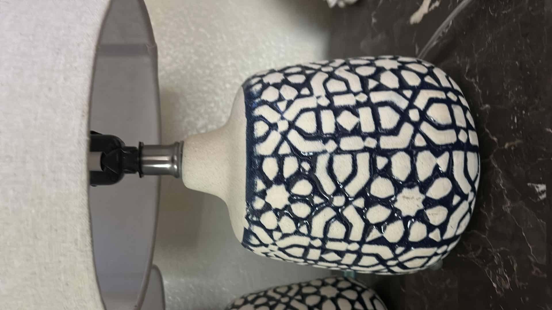 Photo 1 of 2 BLUE AND  WHITE CERAMIC TABLE LAMPS H18”