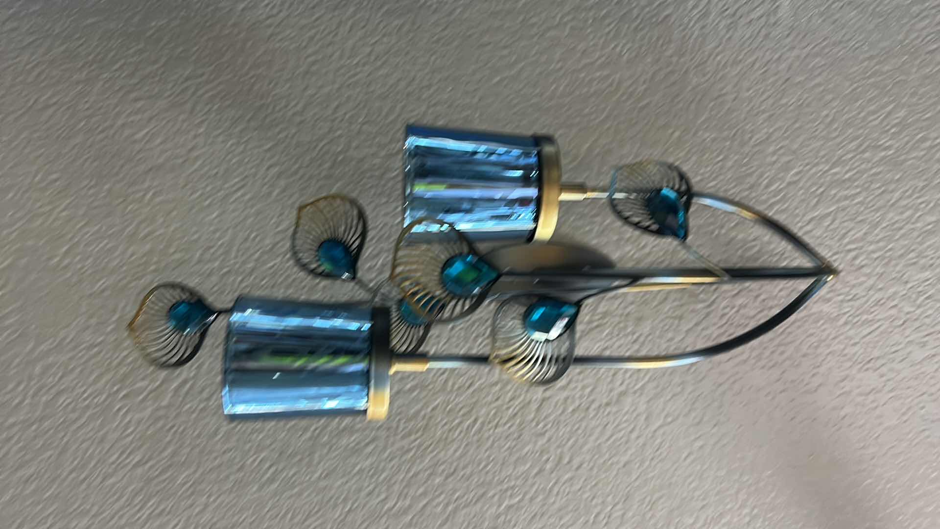 Photo 1 of UNFRAMED, OIL ON CANVAS “PEACOCK” SIGNED ARTWORK 4’ X 3’
AND TWO WALL CANDLE HOLDERS