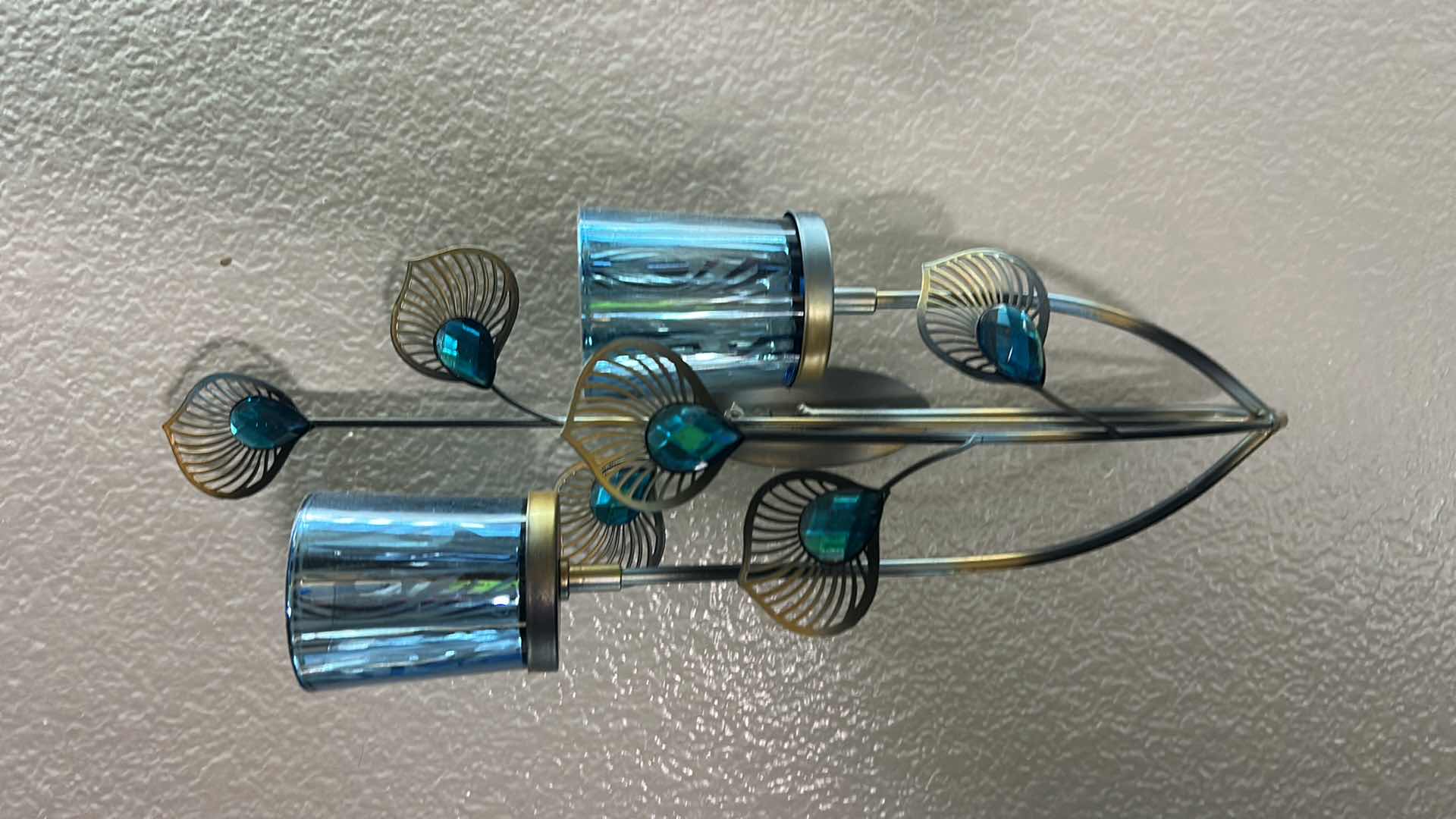 Photo 1 of UNFRAMED, OIL ON CANVAS “PEACOCK” SIGNED ARTWORK 4’ X 3’
AND TWO WALL CANDLE HOLDERS