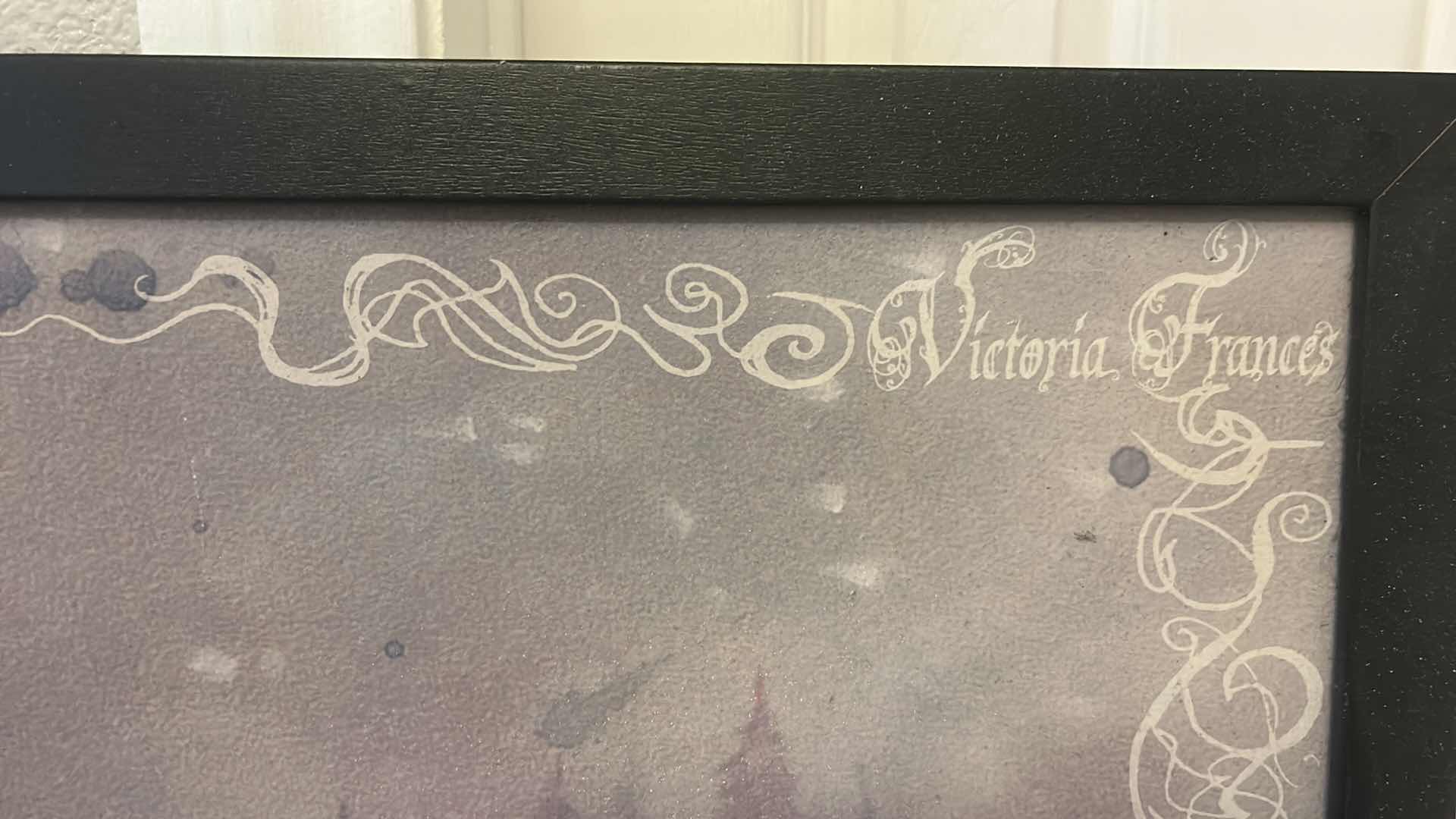 Photo 1 of BLACK WOOD FRAMED, TEXTURED VICTORIA FRANCES “ WINTER GOTH” SPOOKY ARTWORK FOR HALLOWEEN AND MORE 38” x H26 1/2”