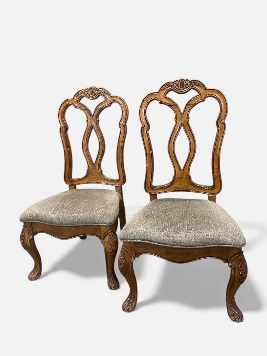 Photo 1 of 2 - LOUIS XVI STYLE WOOD SIDE CHAIRS WITH UPHOLSTERED SEAT