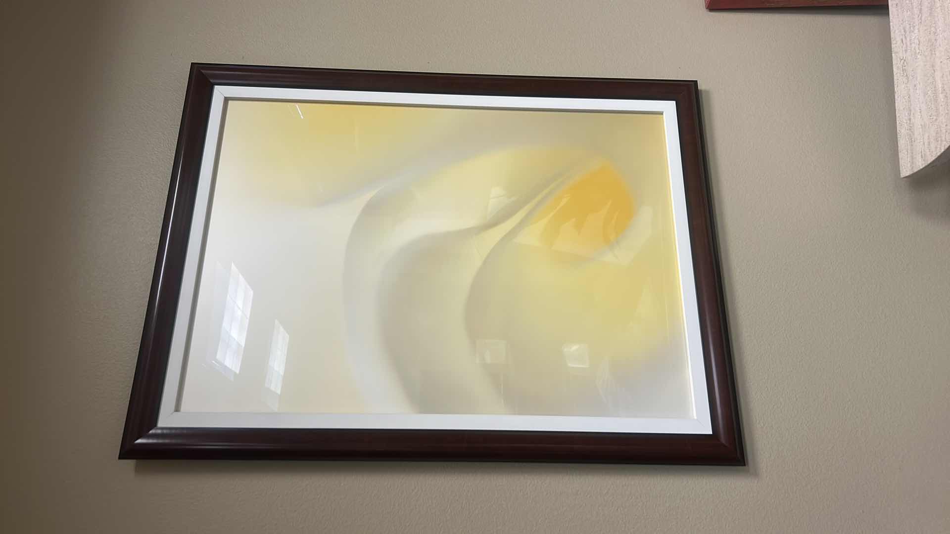 Photo 1 of WOOD FRAMED SHADES OF YELLOW ARTWORK 29 1/2“ X H39“
