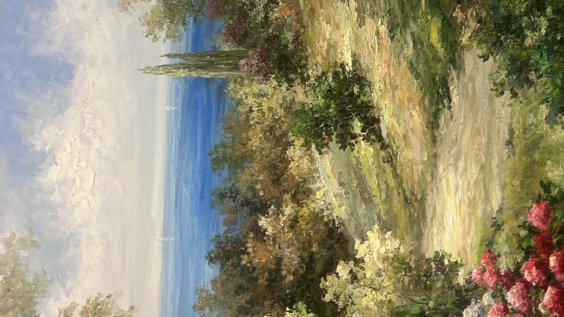 Photo 1 of WOOD FRAMED, OIL/ACRYLIC ON CANVAS, LANDSCAPE ARTWORK 44“ x H56 1/2“