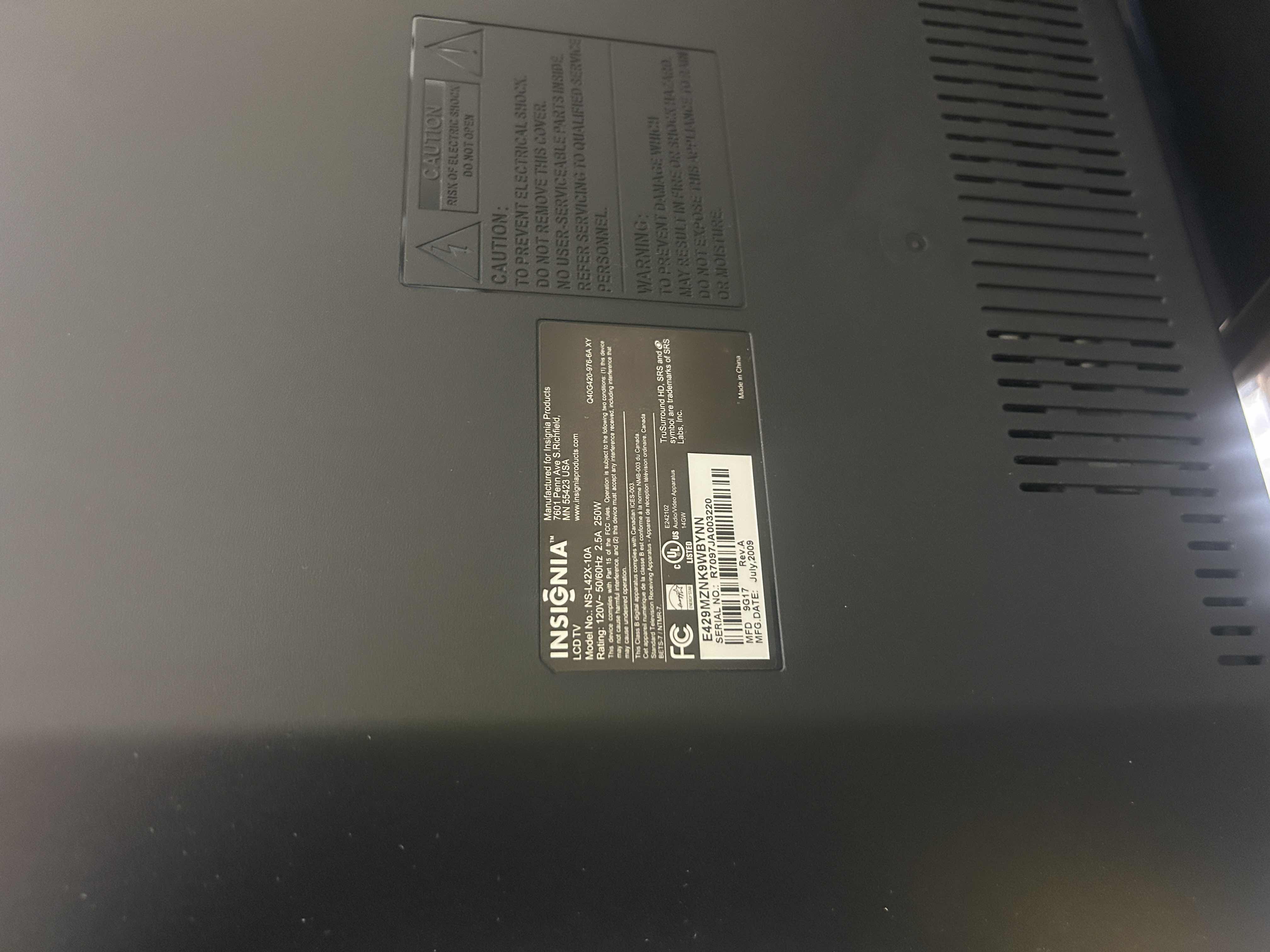 Photo 1 of INSIGNIA 42” LCD TV WITH REMOTE