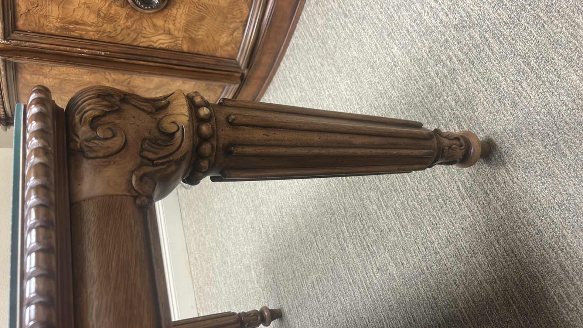 Photo 1 of LOUIS XVI STYLE WOOD DINING TABLE WITH GLASS TOP 92“ x 44 1/2“ x H30 1/2“ PLUS ADDITIONAL 18” LEAF