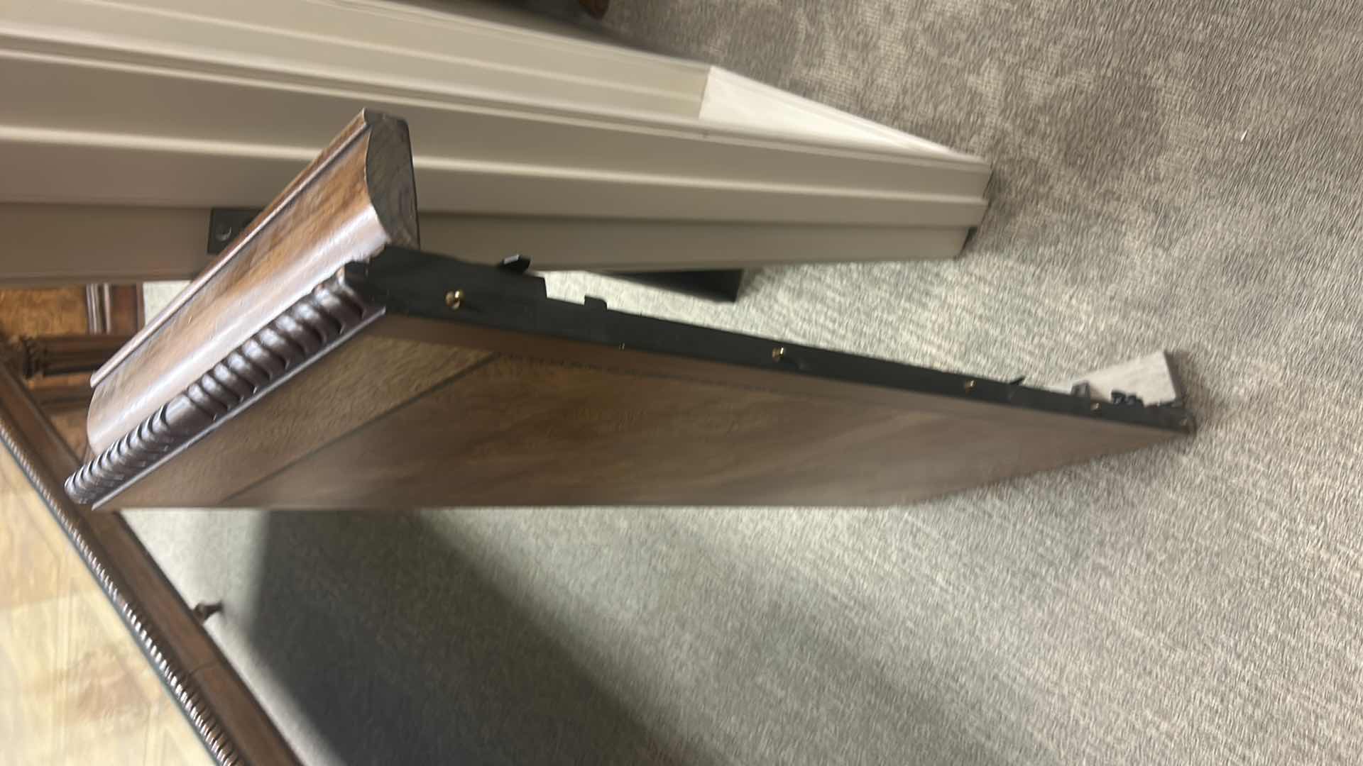 Photo 1 of LOUIS XVI STYLE WOOD DINING TABLE WITH GLASS TOP 92“ x 44 1/2“ x H30 1/2“ PLUS ADDITIONAL 18” LEAF