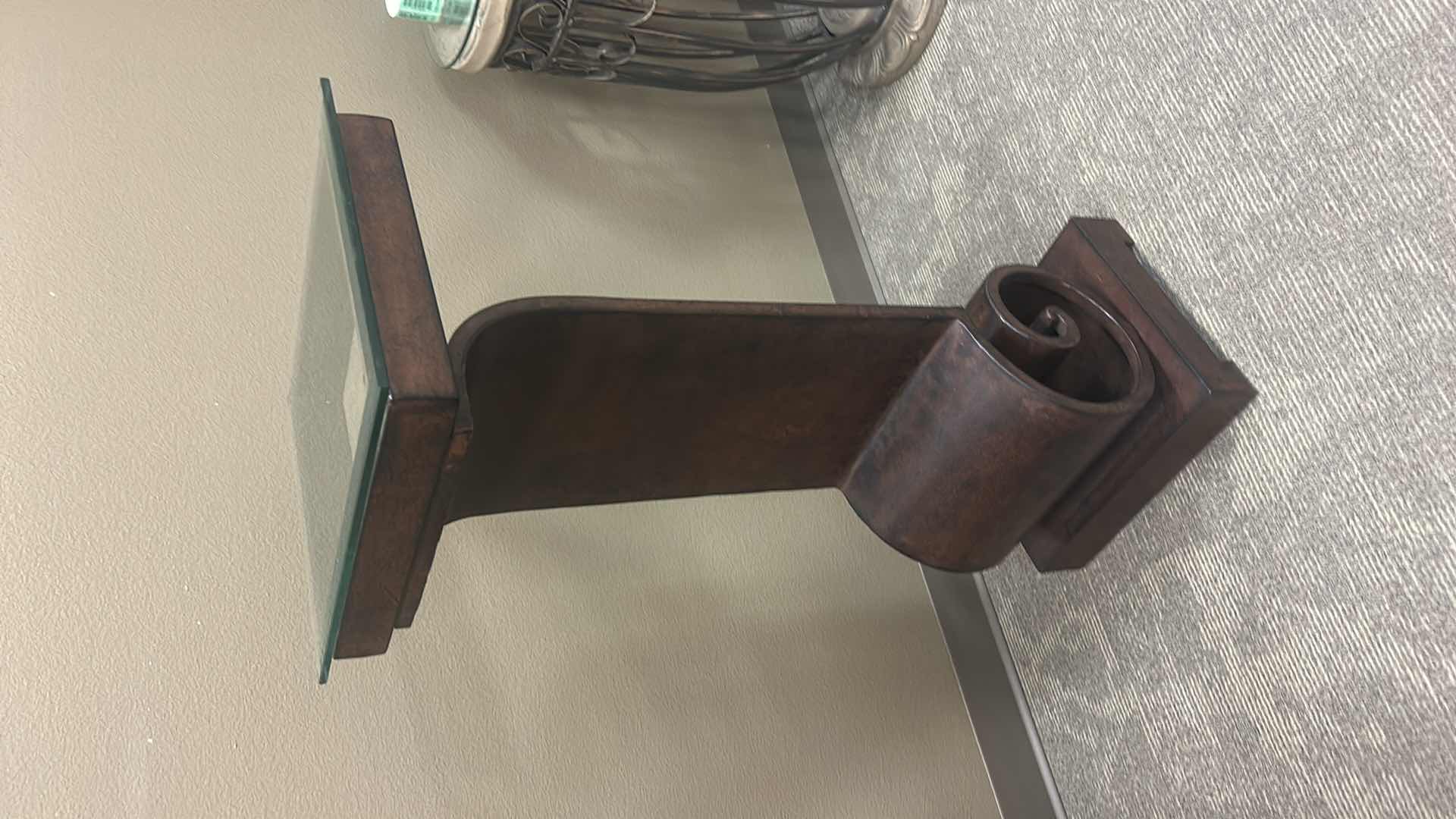 Photo 1 of CONTEMPORARY METAL AND GLASS LECTERN 17” x 14” x H38 1/4”.