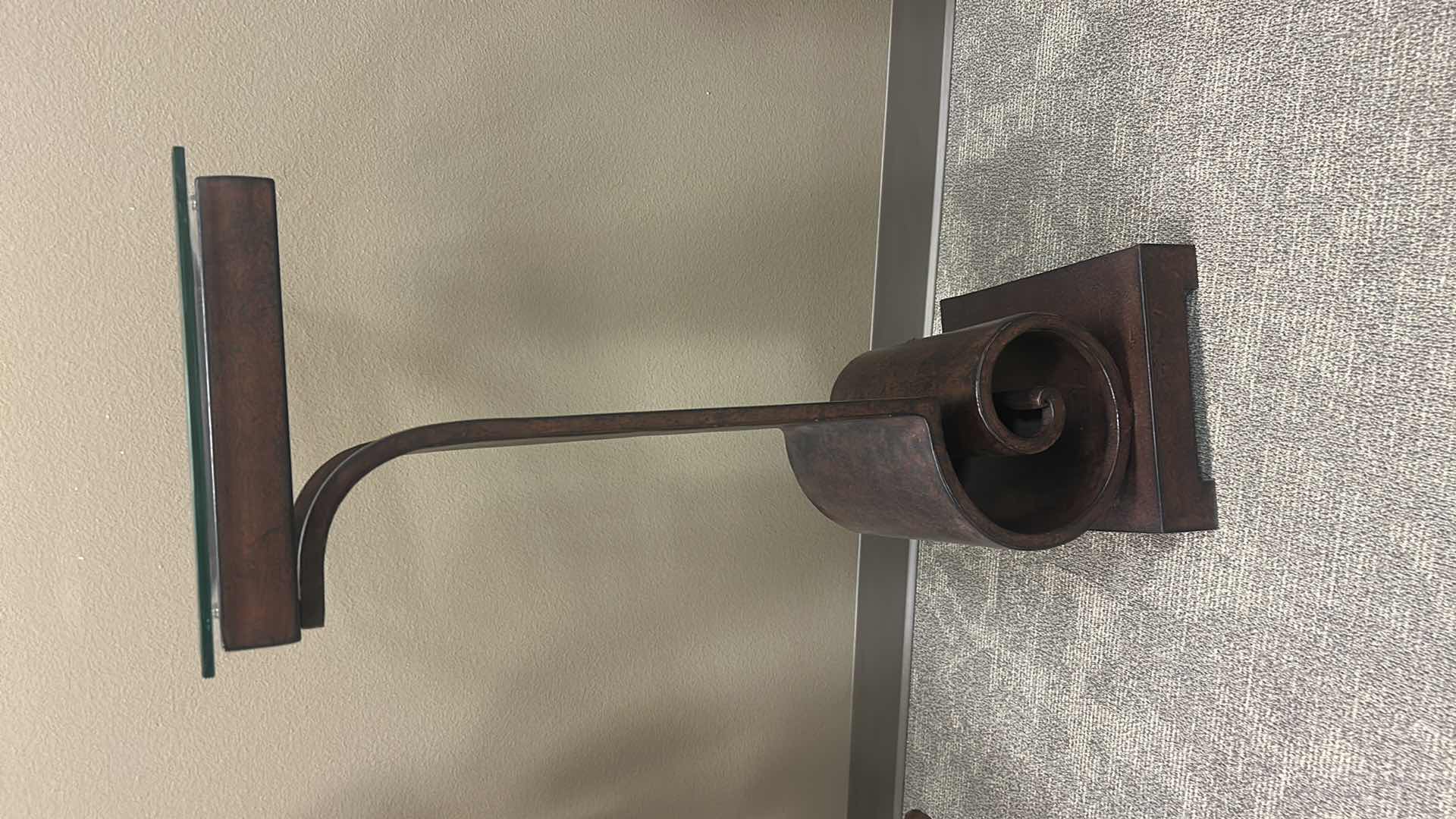 Photo 1 of CONTEMPORARY METAL AND GLASS LECTERN 17” x 14” x H38 1/4”.