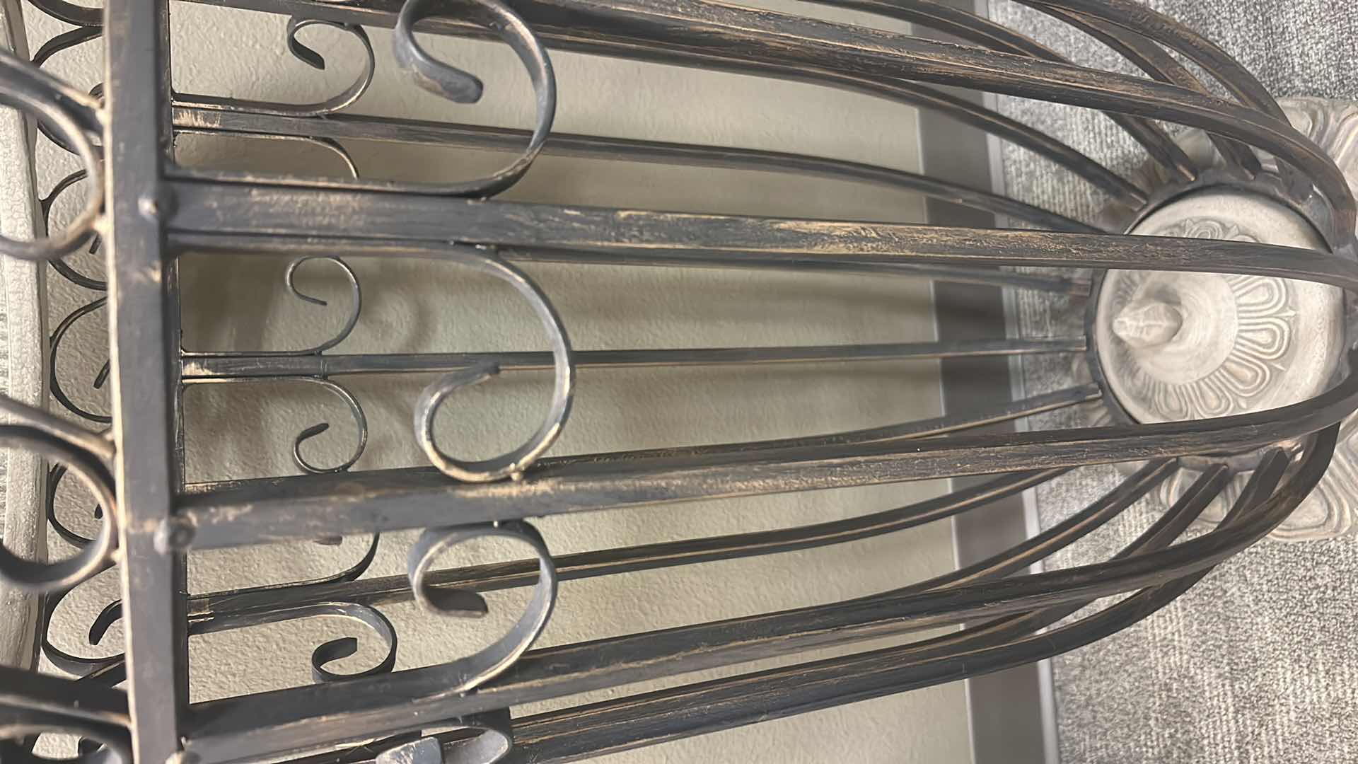 Photo 1 of ORNATE METAL AND GLASS ACCENT TABLE 18” x H35 1/2”