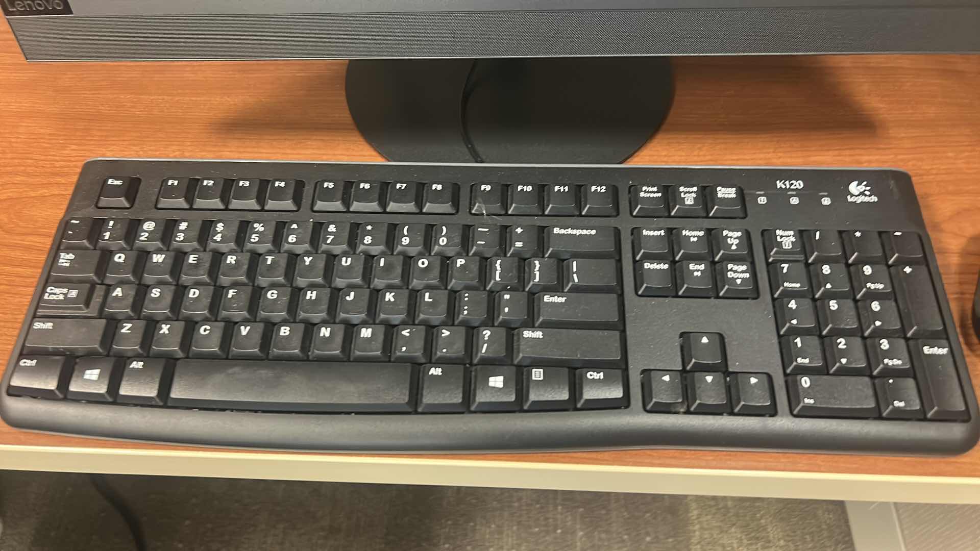 Photo 1 of LENOVO 22” COMPUTER MONITOR, LOGITECH KEYBOARD AND MOUSE