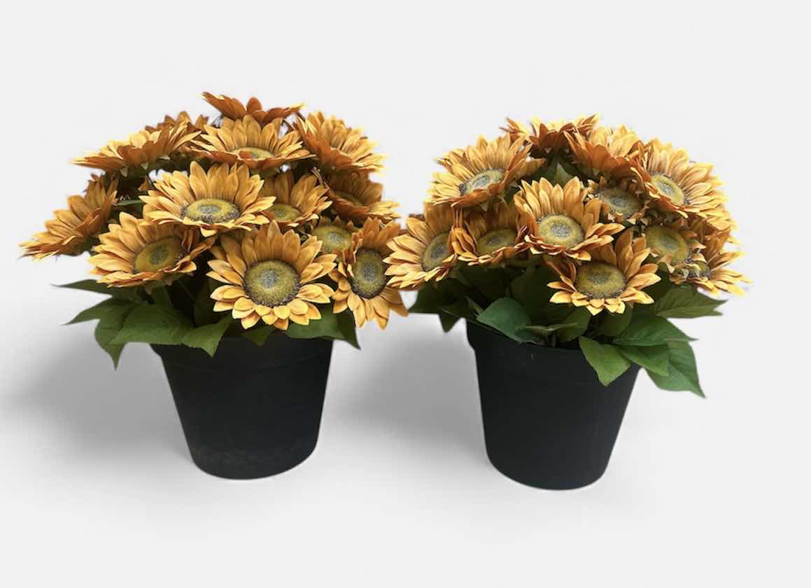 Photo 1 of 2 FAUX FLORAL ARRANGEMENTS IN RESIN POTS H18”