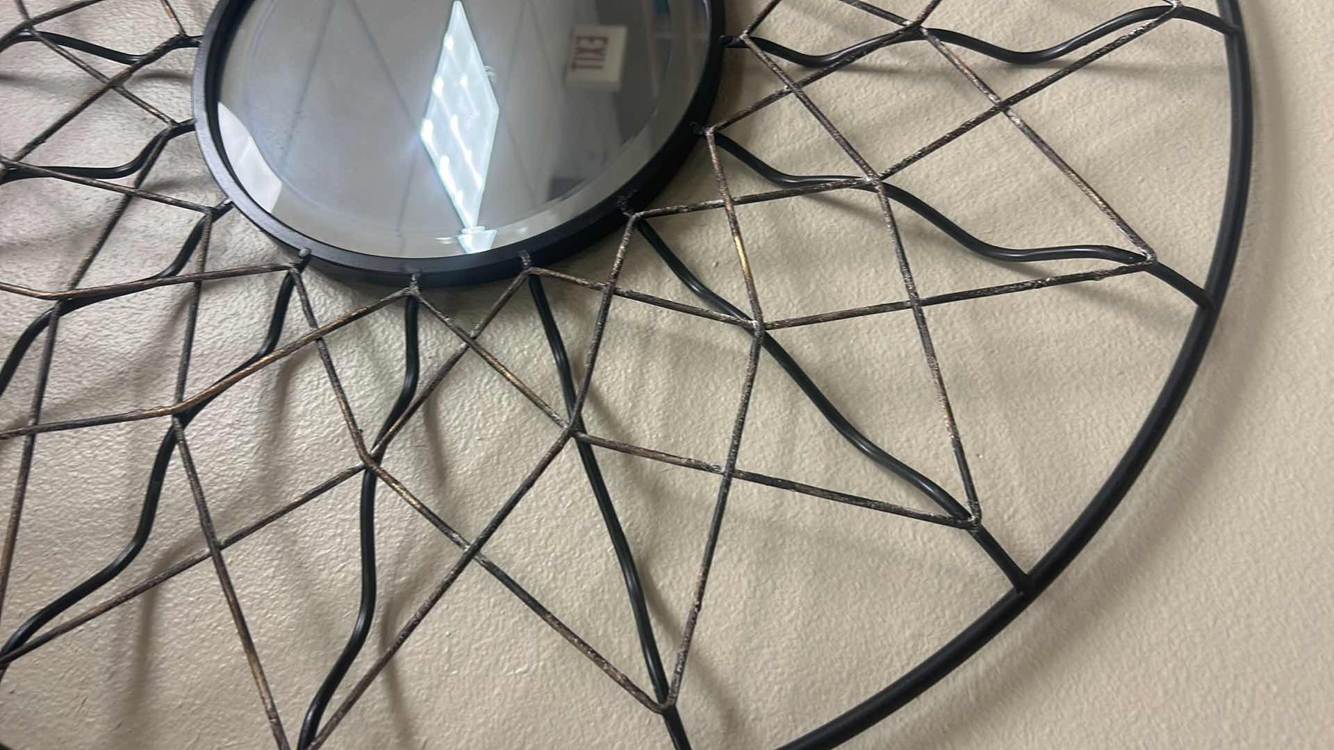 Photo 1 of BLACK METAL GEOMETRIC WALL MIRROR 33”