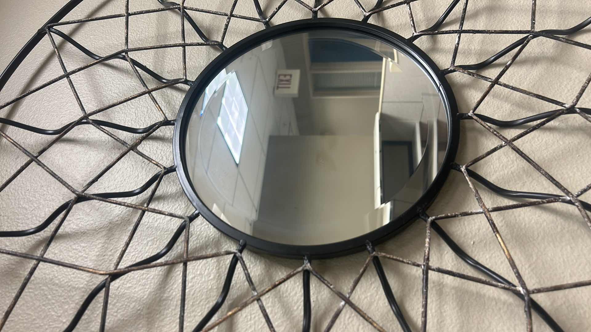 Photo 1 of BLACK METAL GEOMETRIC WALL MIRROR 33”