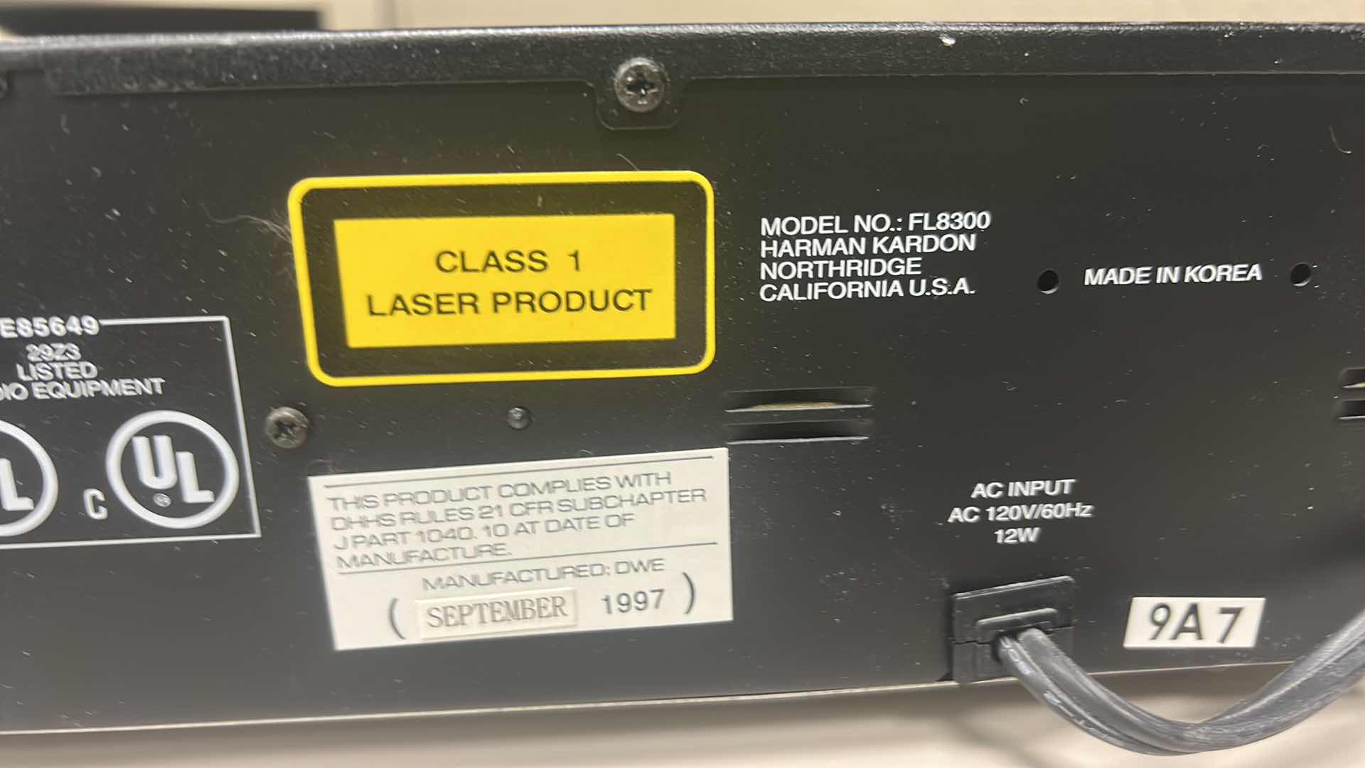 Photo 1 of HARMAN / KARDON COMPACT DISC PLAYER