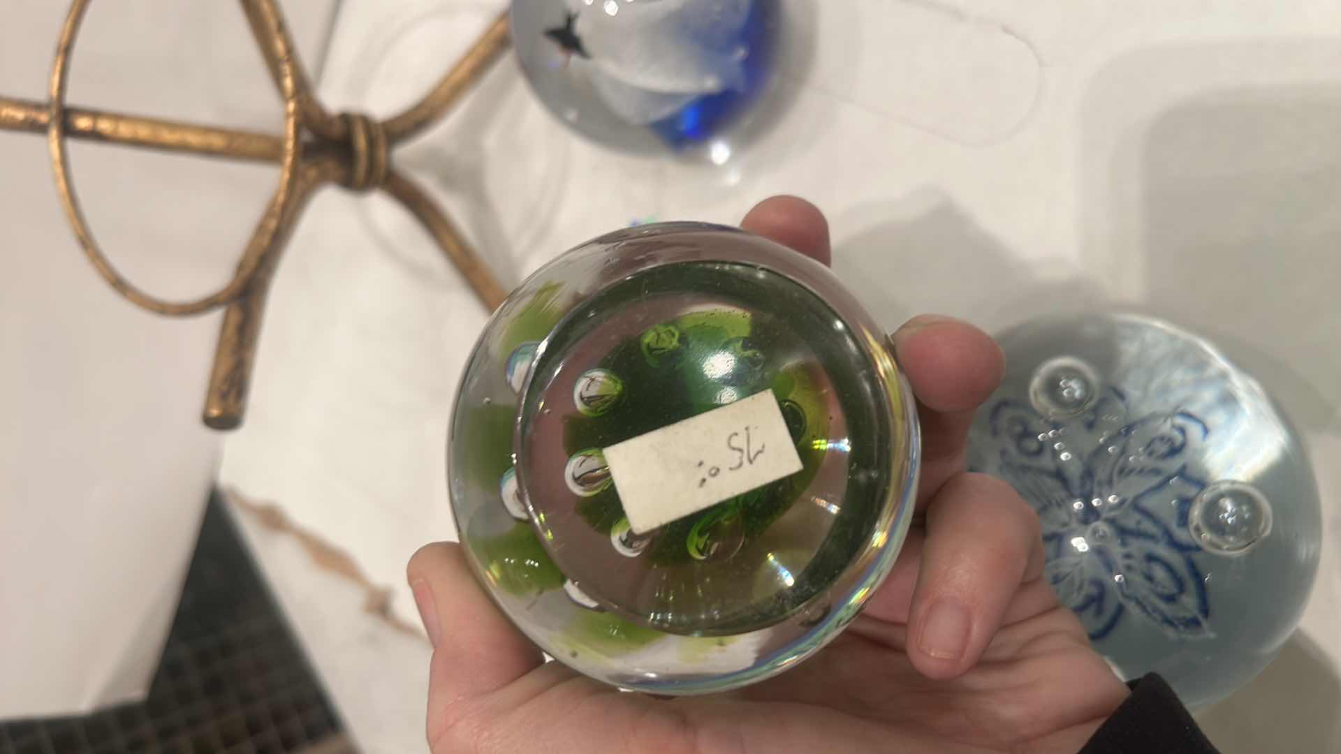 Photo 1 of 3 ART GLASS PAPERWEIGHTS & STAND (LARGEST 4”)