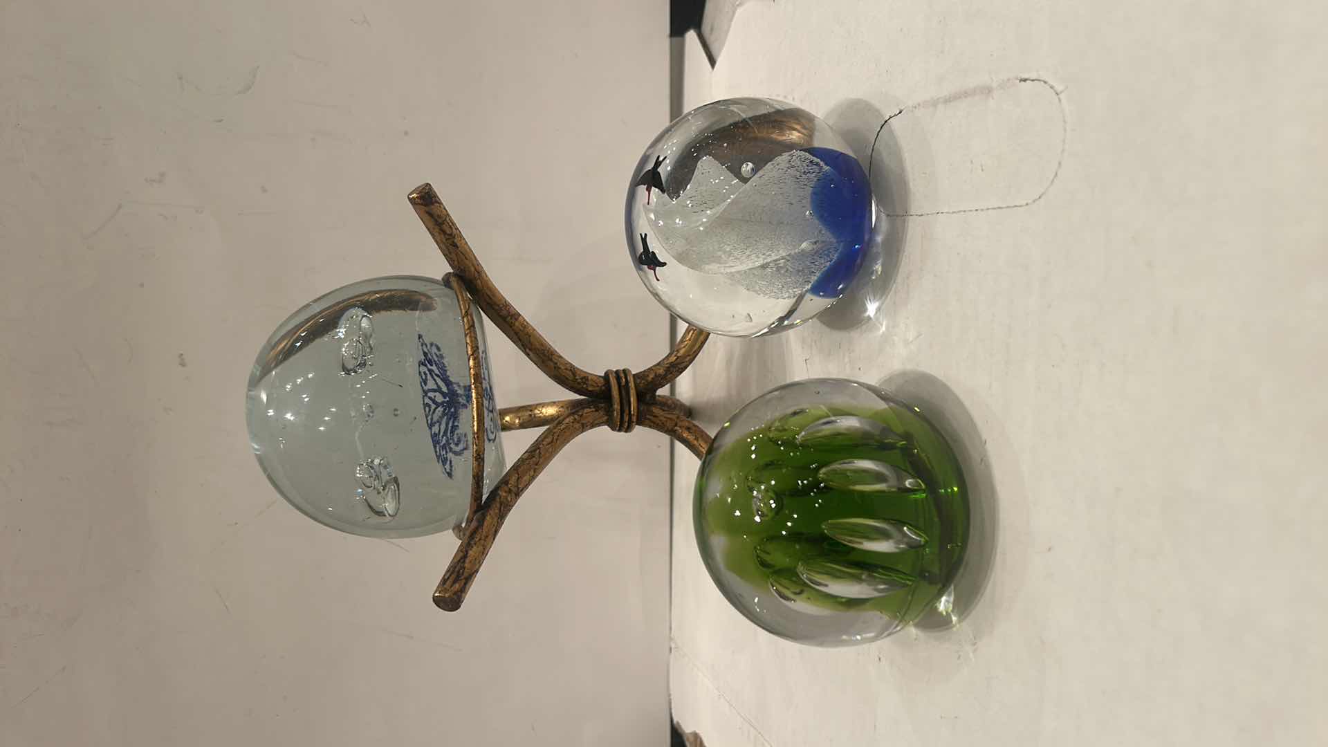 Photo 1 of 3 ART GLASS PAPERWEIGHTS & STAND (LARGEST 4”)