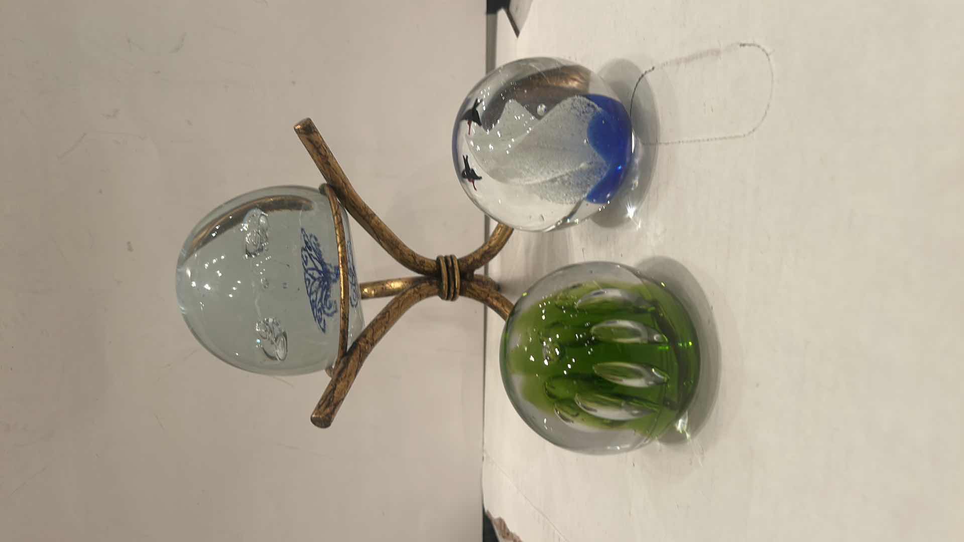Photo 1 of 3 ART GLASS PAPERWEIGHTS & STAND (LARGEST 4”)
