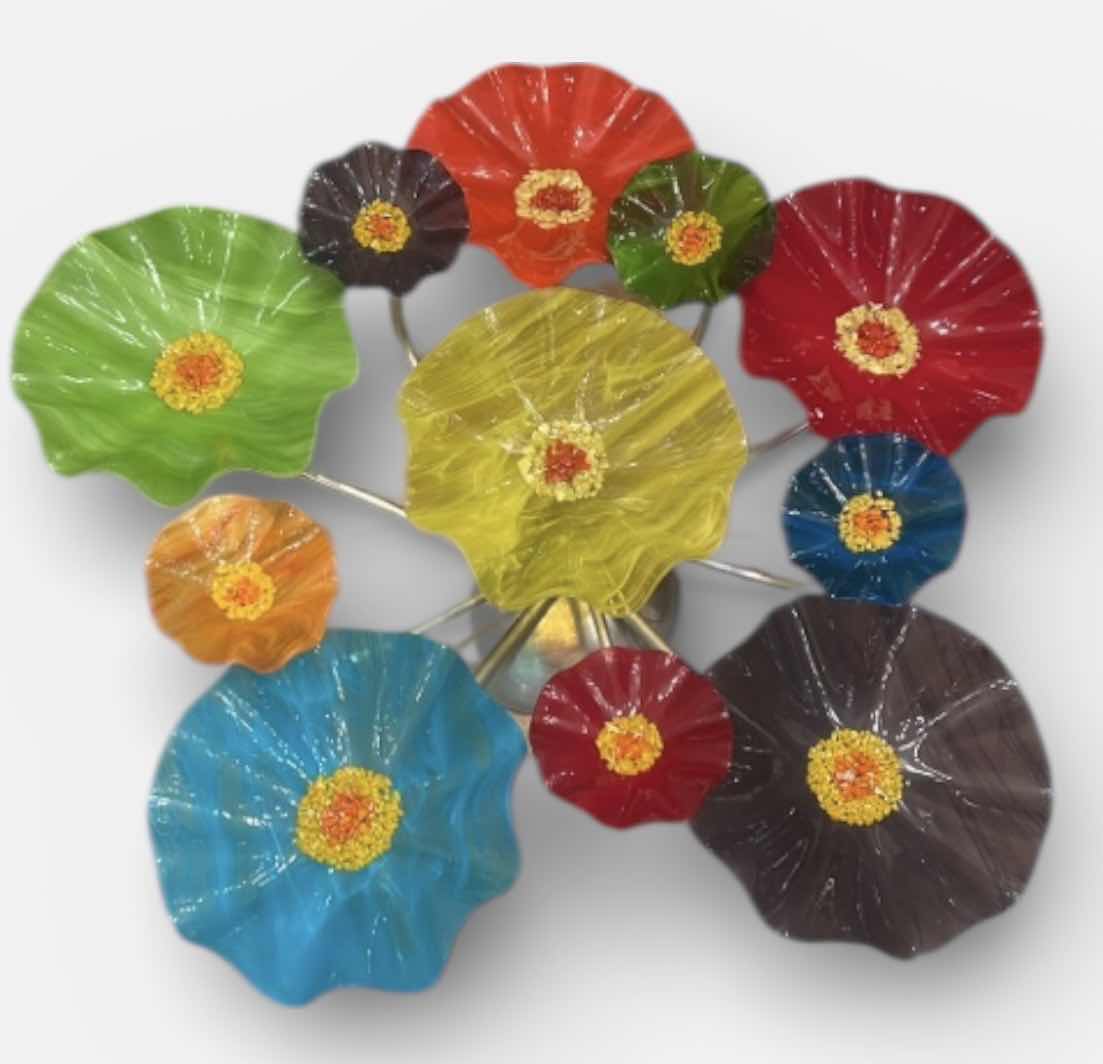 Photo 1 of ART GLASS FLORAL SCULPTURE. 30“ x H10 1/2“