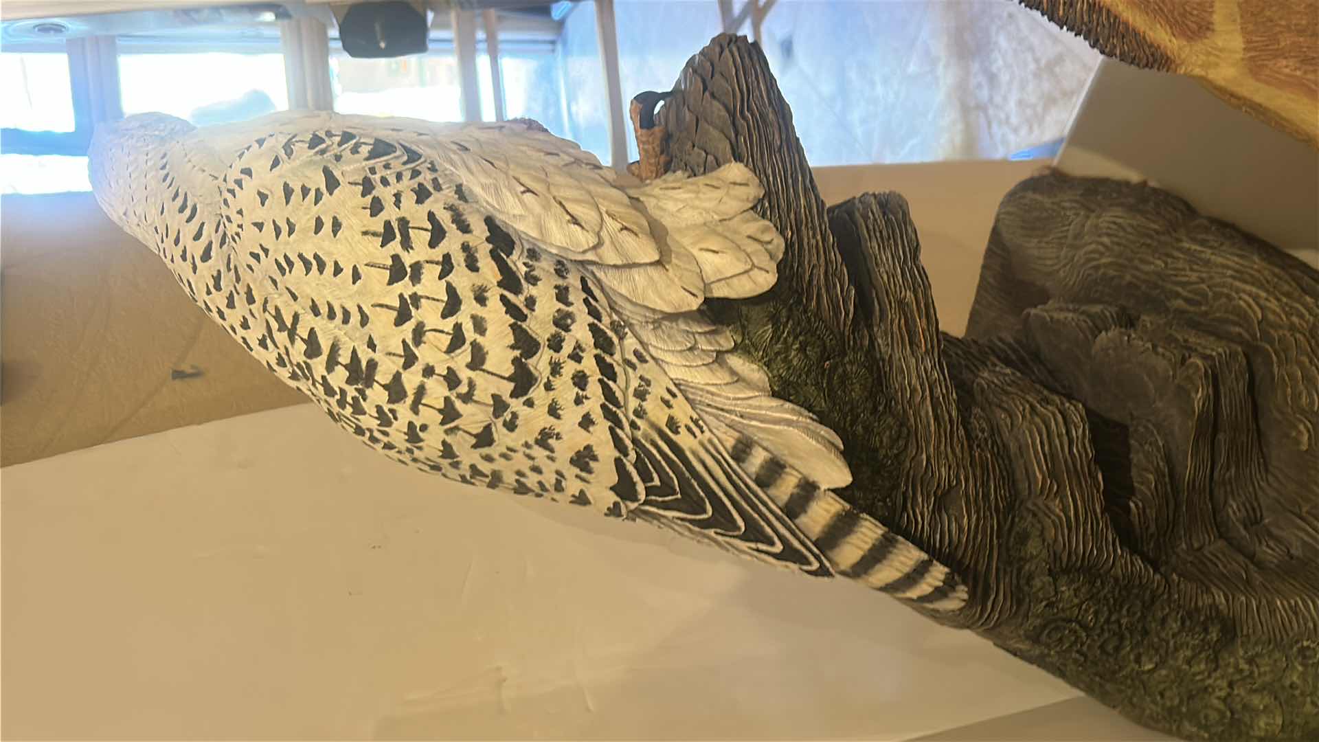 Photo 1 of CERAMIC FALCON FIGURINE PERCHED ON ROCK BASE, WILDLIFE SCULPTURAL DECOR PIECE. 18“ x H25“