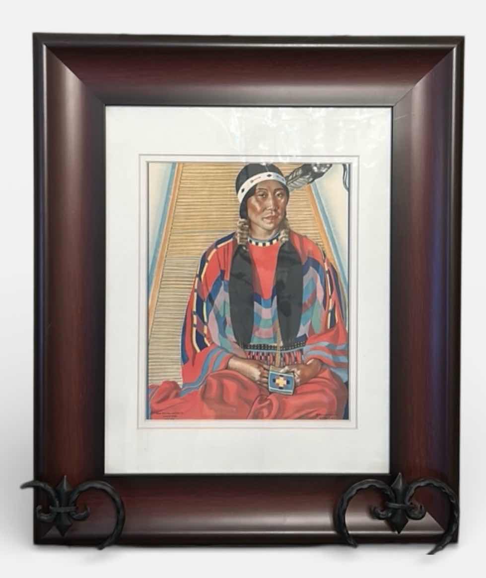 Photo 1 of FRAMED REPRODUCTION "NATIVE AMERICAN" ART PRINT AFTER ORIGINAL PORTRAIT BY WINOLD REISS. 16” x 19”