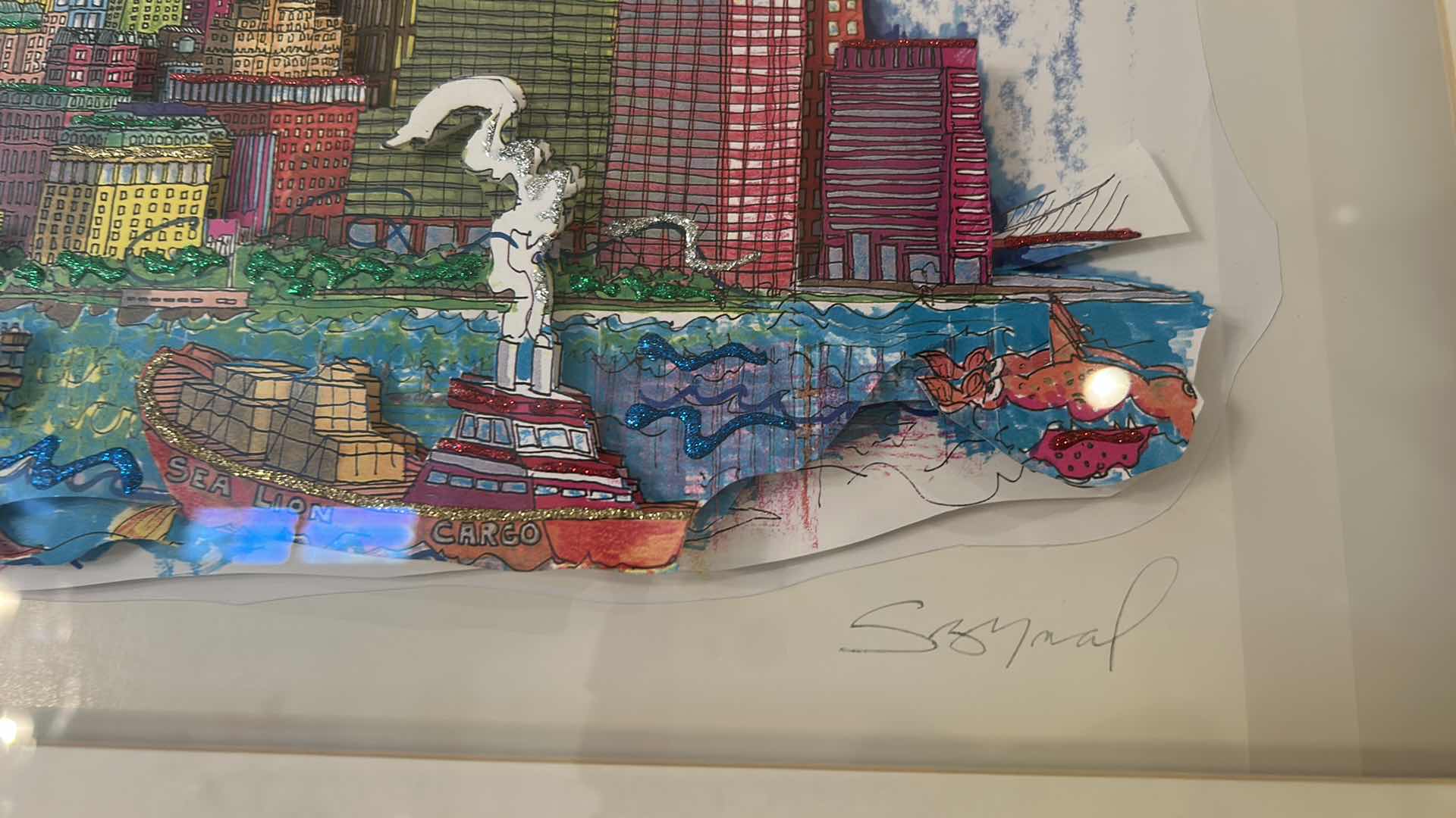 Photo 1 of FRAMED 3D SHADOWBOX “GOOD FINANCIAL CLIMATE” NEW YORK CITY ARTWORK-ARTIST SIGNED & NUMBERED41” x H19”