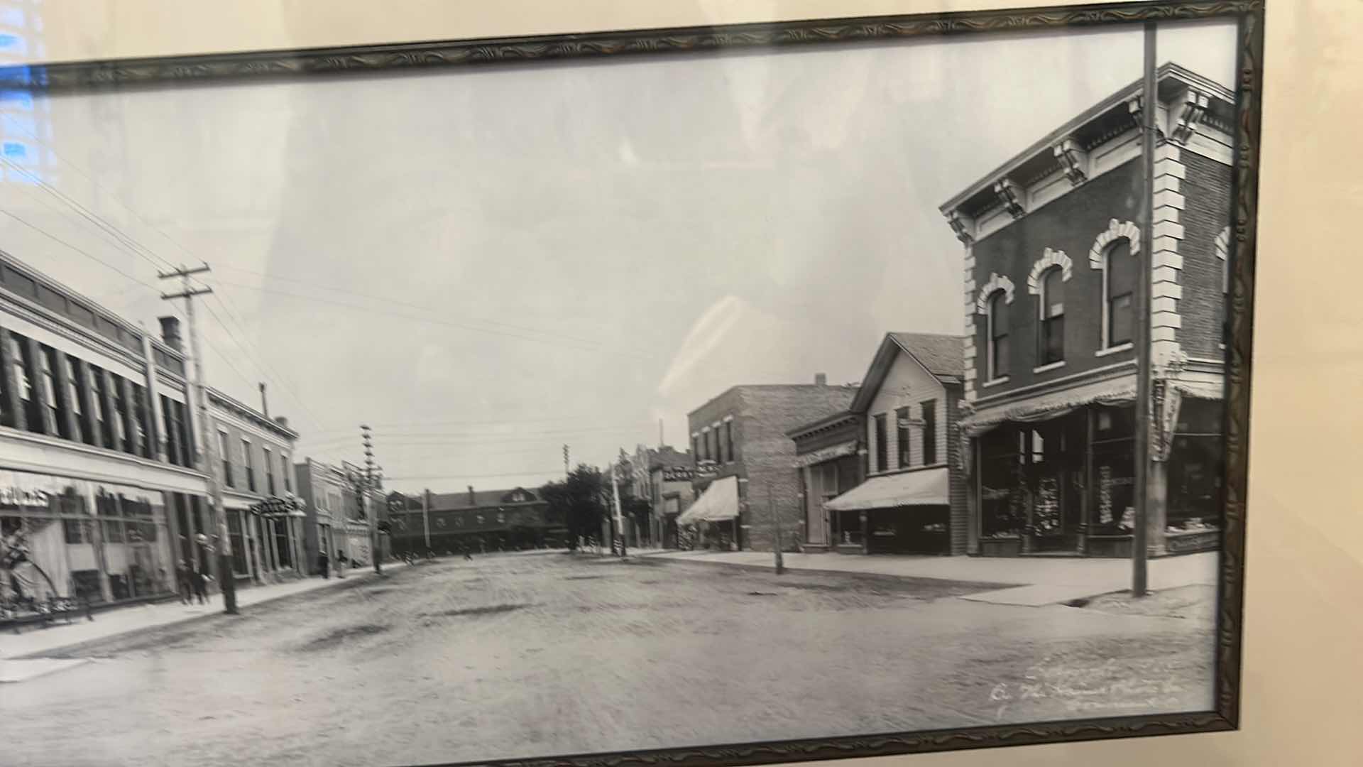 Photo 1 of FRAMED PANORAMIC BLACK-AND-WHITE HISTORIC MAIN STREET SCENE PHOTOGRAPHIC PRINT
43“ x H17“