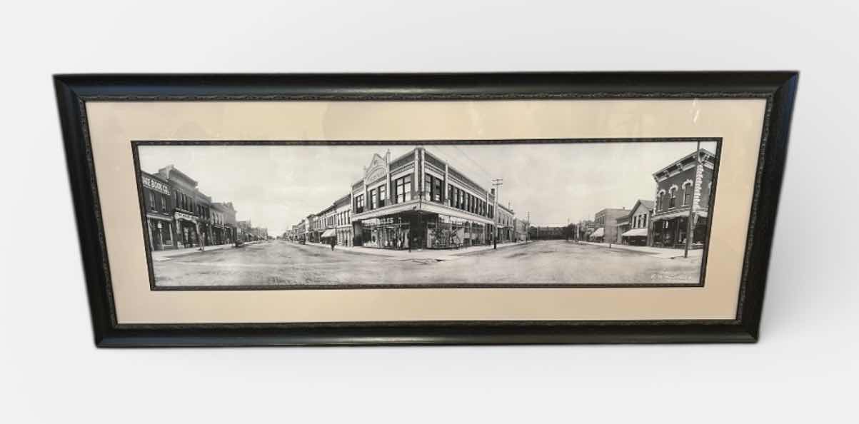 Photo 1 of FRAMED PANORAMIC BLACK-AND-WHITE HISTORIC MAIN STREET SCENE PHOTOGRAPHIC PRINT
43“ x H17“