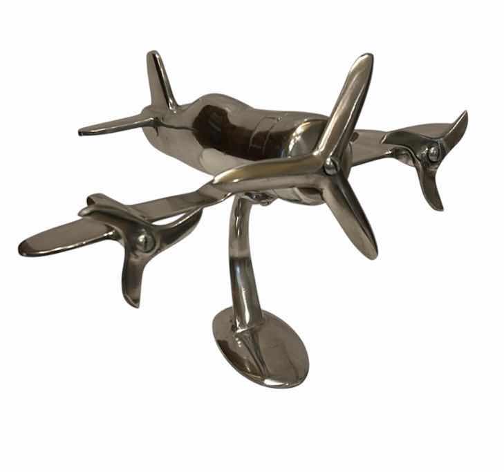 Photo 1 of POLISHED ALUMINUM AIRPLANE SCULPTURE OR DESK MODEL 12” x H9”