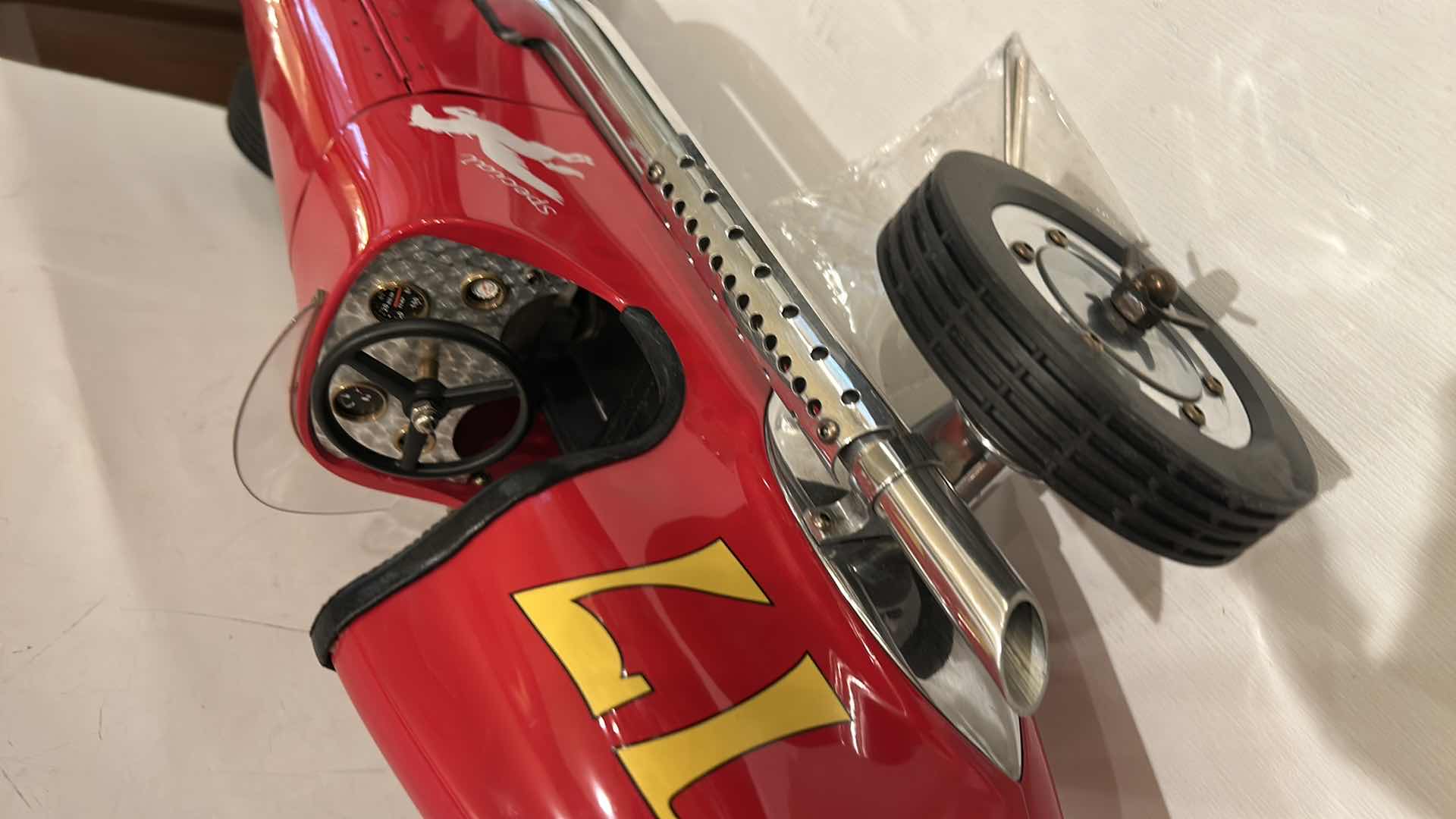 Photo 1 of $525 - DETAILED REPLICA MODEL OF A 1930S BB KORN TETHER CAR, ALSO KNOWN AS A SPINDIZZY RACER, CREATED BY AUTHENTIC MODELS.
THE MODEL IS HAND-BUILT AND HANDCRAFTED FROM POLISHED CAST ALUMINUM AND BRASS. 21” x 7 1/2”