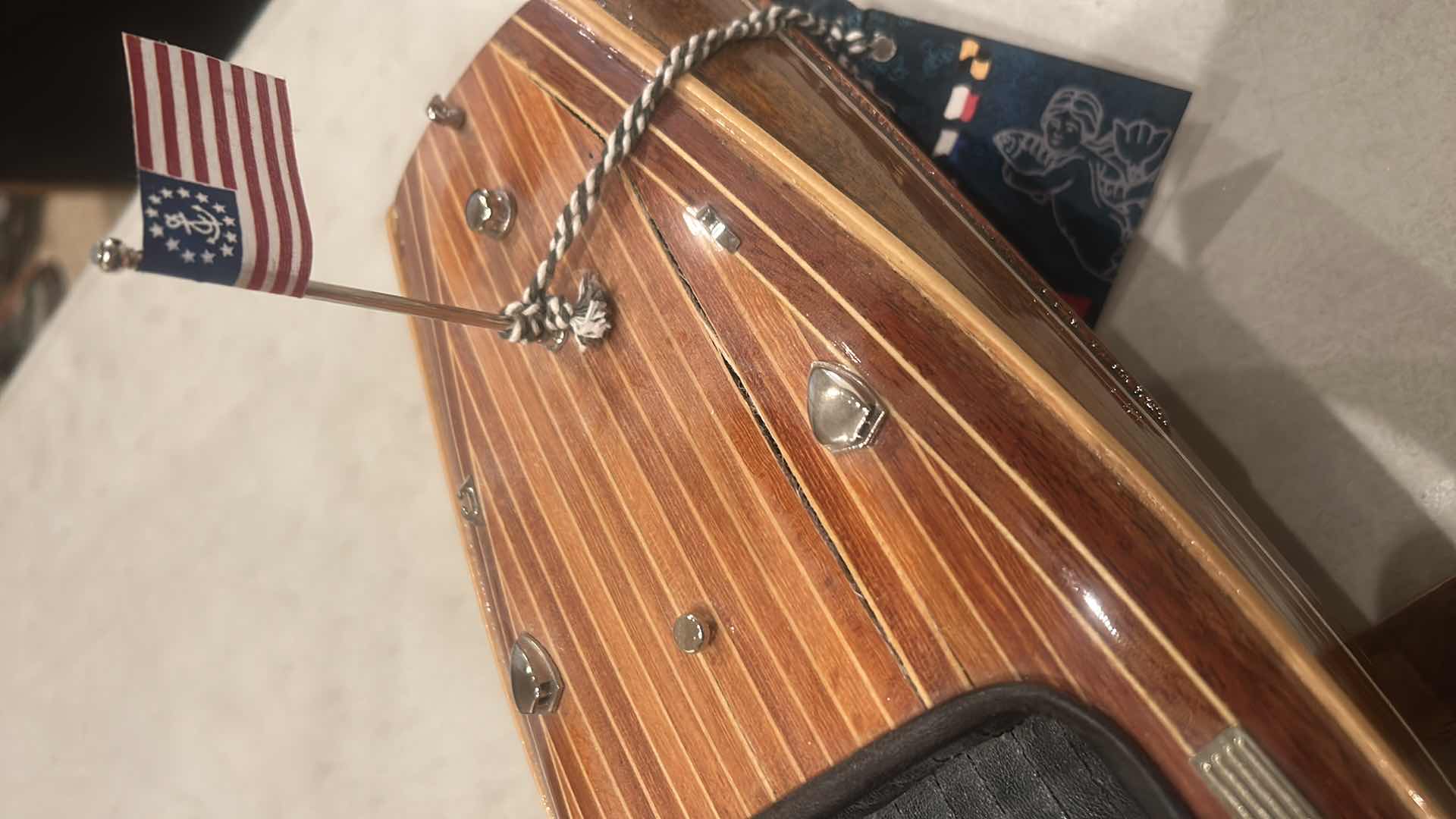 Photo 1 of HANDCRAFTED WOODEN MODEL OF A CHRIS-CRAFT RUNABOUT OR “BARREL BACK” STYLE MOTORBOAT 17 1/2” x 7”