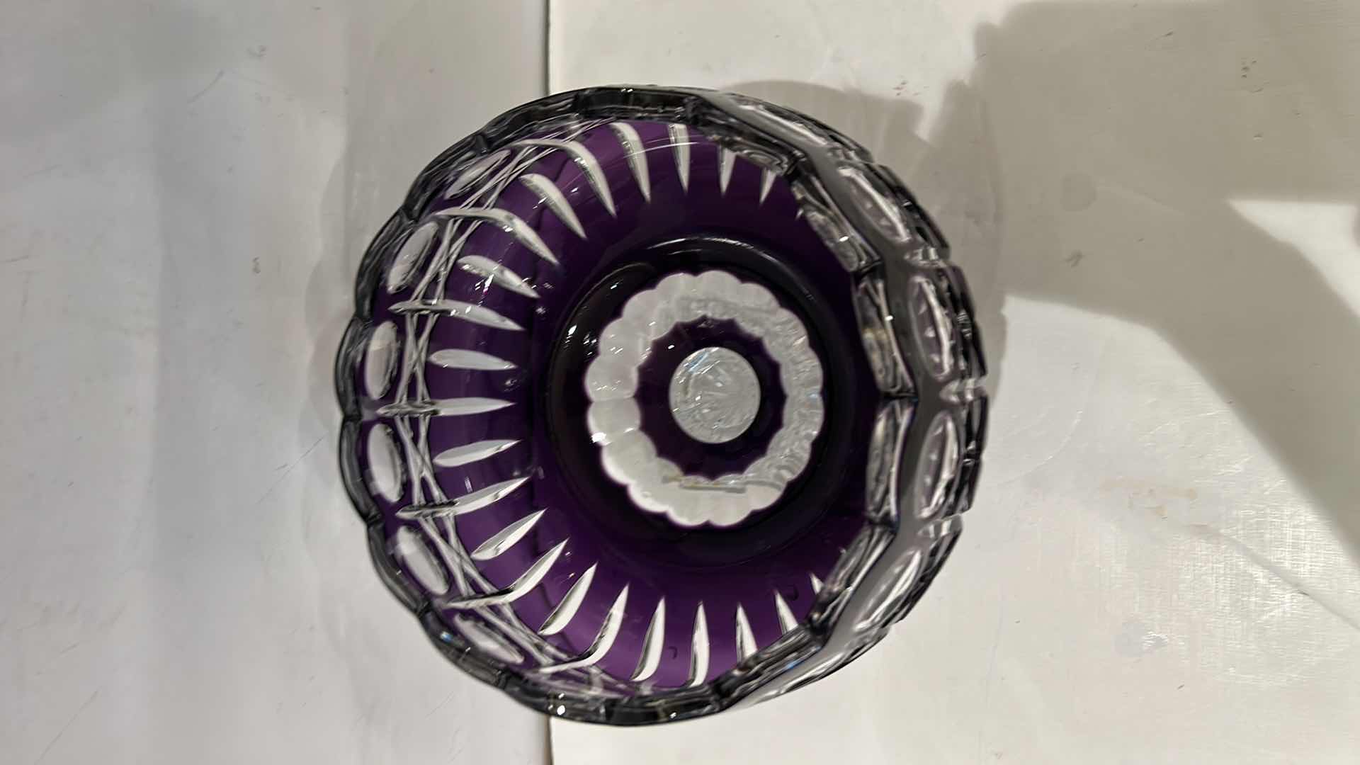 Photo 1 of AMETHYST CRYSTAL CUT CENTERPIECE BOWL H 9 1/4”